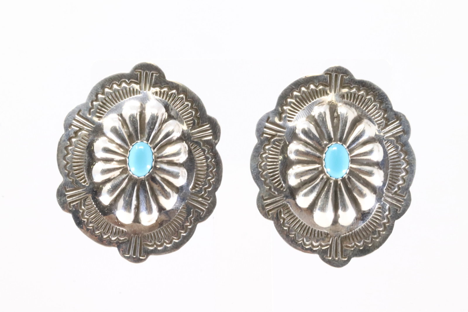 America Sterling Silver Turquoise Conch Post Earring's.: This is a America Sterling Silver Turquoise Conch Post Earring's.