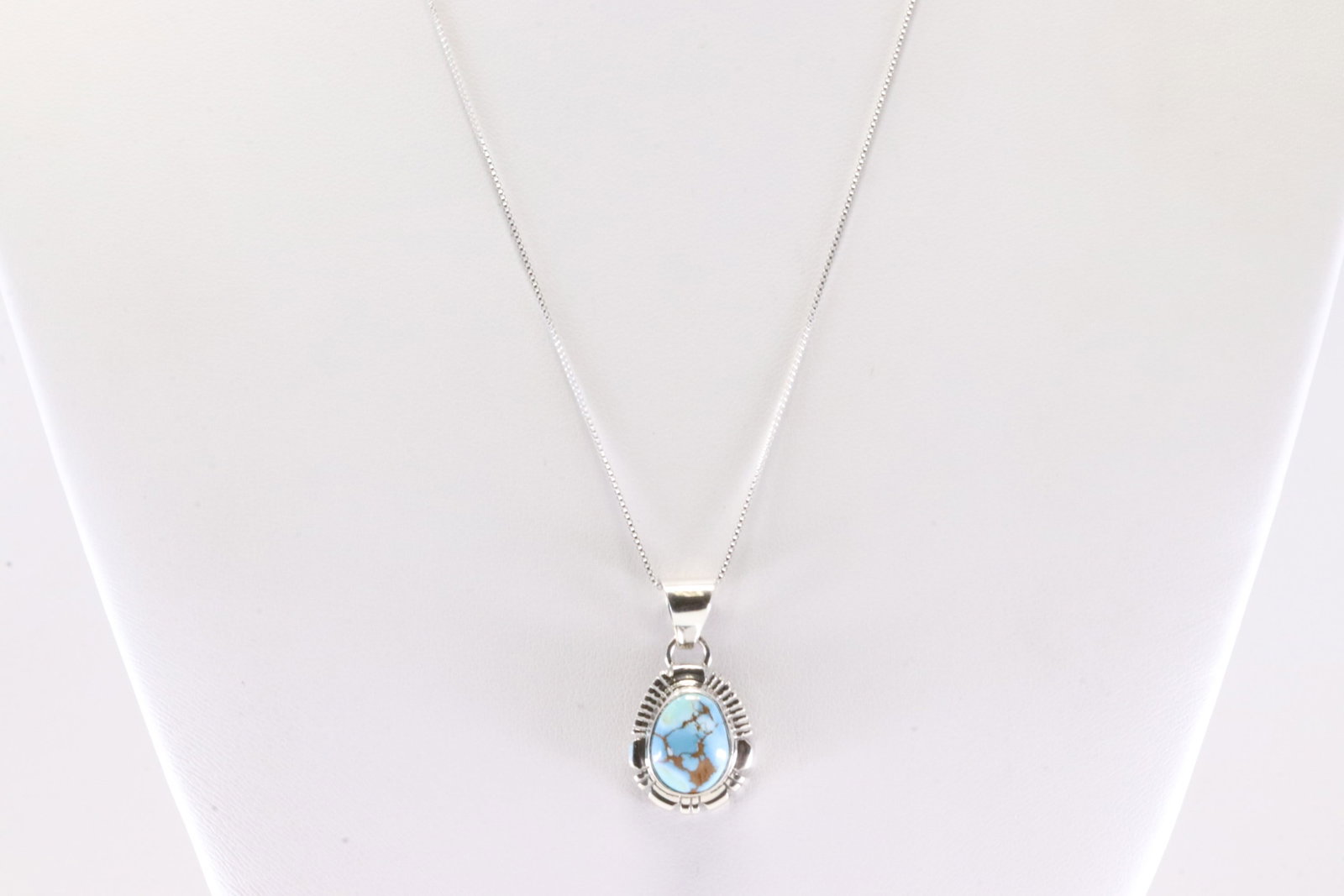 Native America Navajo Sterling Silver Golden Hill Turquoise Pendant By A with A 925 Necklace.: This is a Native America Navajo Sterling Silver Golden Hill Turquoise Pendant By A with A 925 Necklace. Necklace length: 18.00"