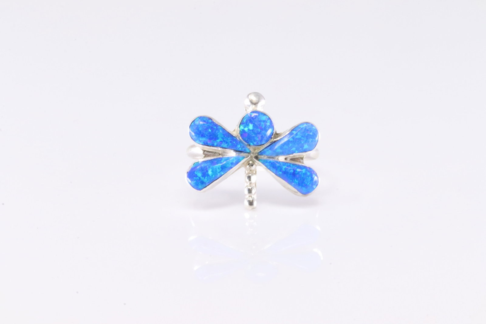 America Sterling Silver Blue Opal Dragonfly Ring.: This is a America Sterling Silver Blue Opal Dragonfly Ring. Ring size: 7.75.