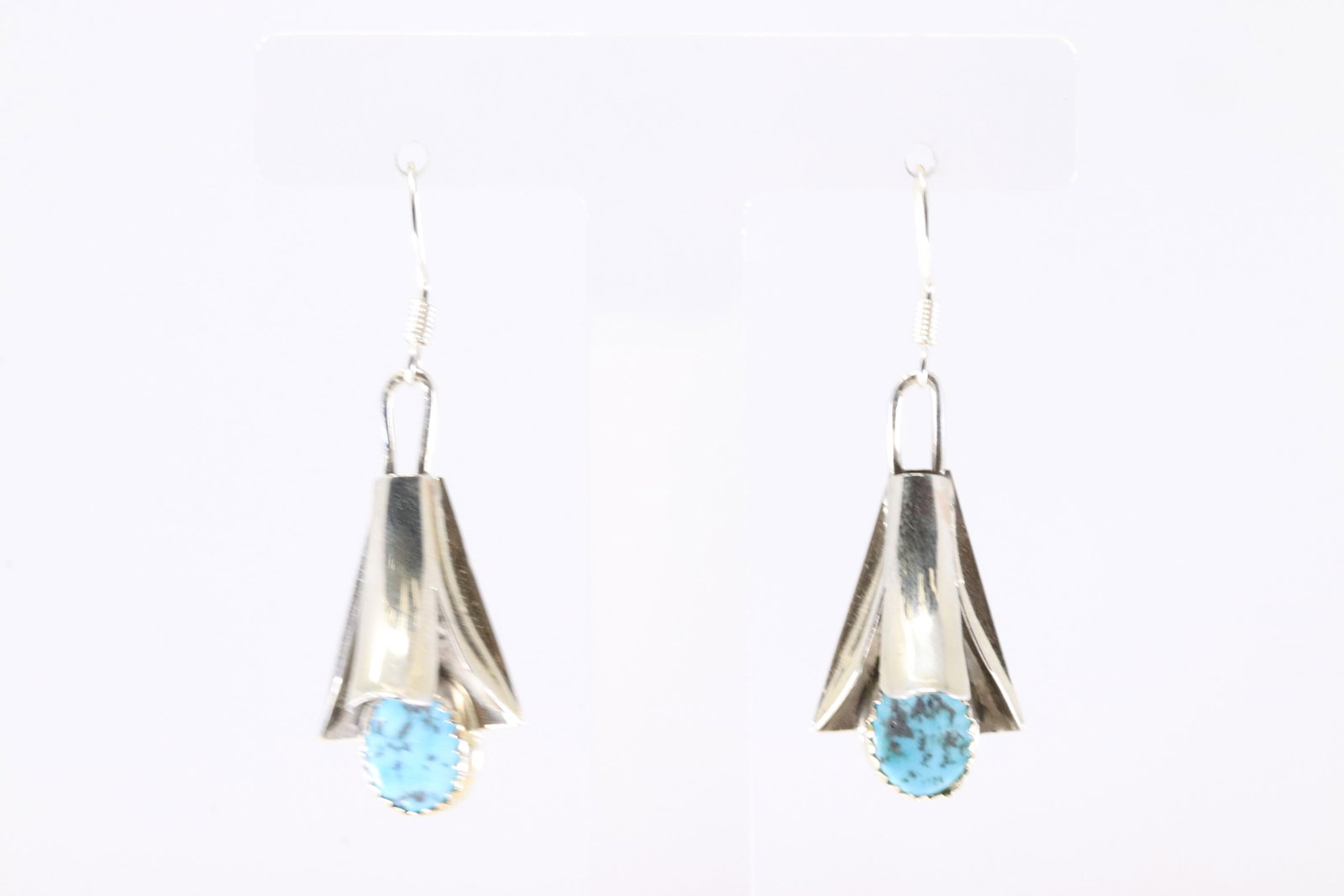 Native America Navajo Sterling Silver Turquoise Dangling Earring's By Louise Yazzie. From C Company.: This is a Native America Navajo Sterling Silver Turquoise Dangling Earring's By Louise Yazzie. From C Company. Stamp C.