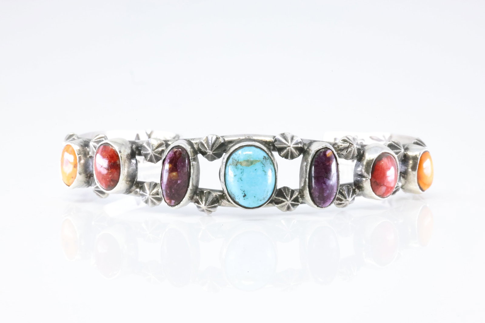 Native American Navajo Sterling Silver Multi-Color Stone Bracelet Cuff By A.Y.: This is a Native American Navajo Sterling Silver Multi-Color Stone Bracelet Cuff By A.Y. Stamp AY.