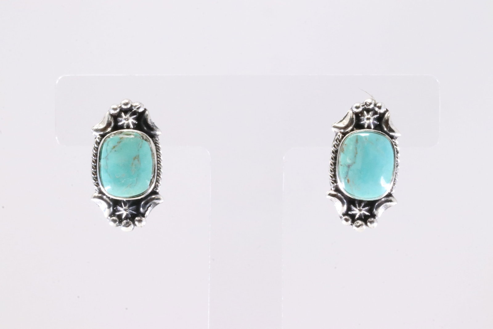 Native America Navajo Sterling Silver Turquoise Post earring's By Sharon McCarthy.: This is a Native America Navajo Sterling Silver Turquoise Post earring's By Sharon McCarthy. Stamp From R.B Company.