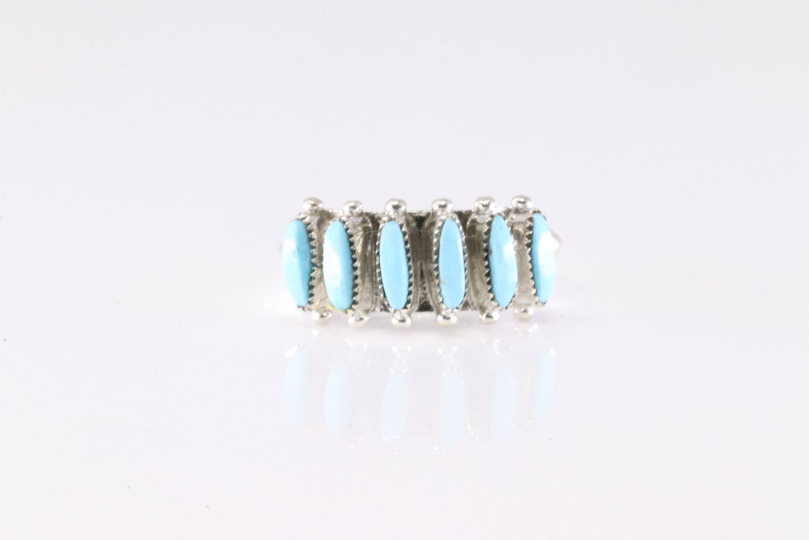 Native America Zuni Sterling Silver Turquoise Ring By Paloma.: This is a Native America Zuni Sterling Silver Turquoise Ring By Paloma.