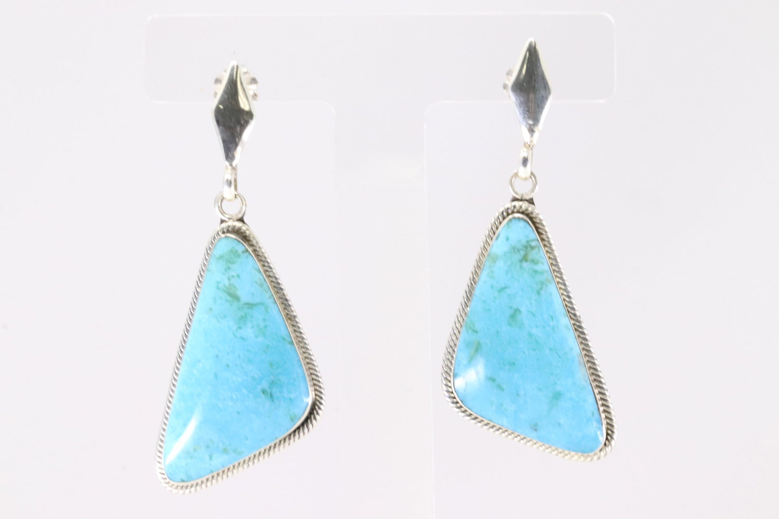 Native America Navajo Sterling Silver Turquoise Post Dangling Earring's By Mike Smith. From R.B: This is a Native America Navajo Sterling Silver Turquoise Post Dangling Earring's By Mike Smith. From R.B Company. Stamp R.B Company.