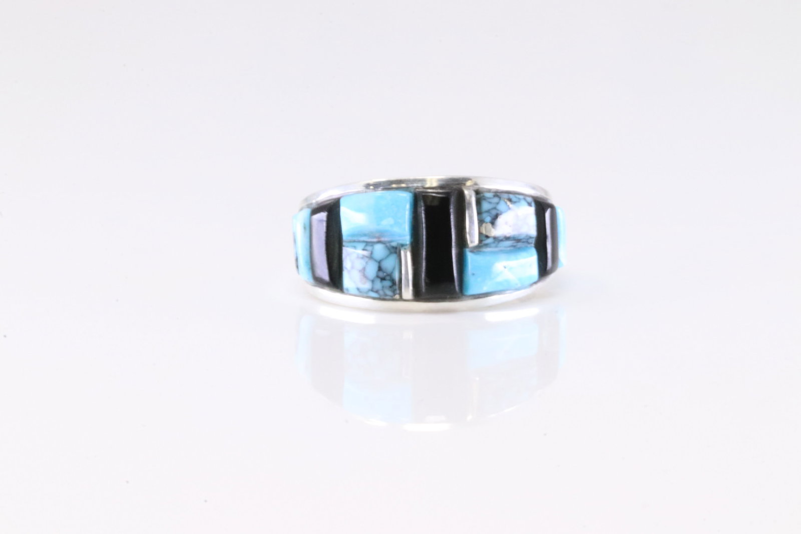 Native America Navajo Sterling Silver Multi-Color Stone Ring By Yazzie. (1 of 4)