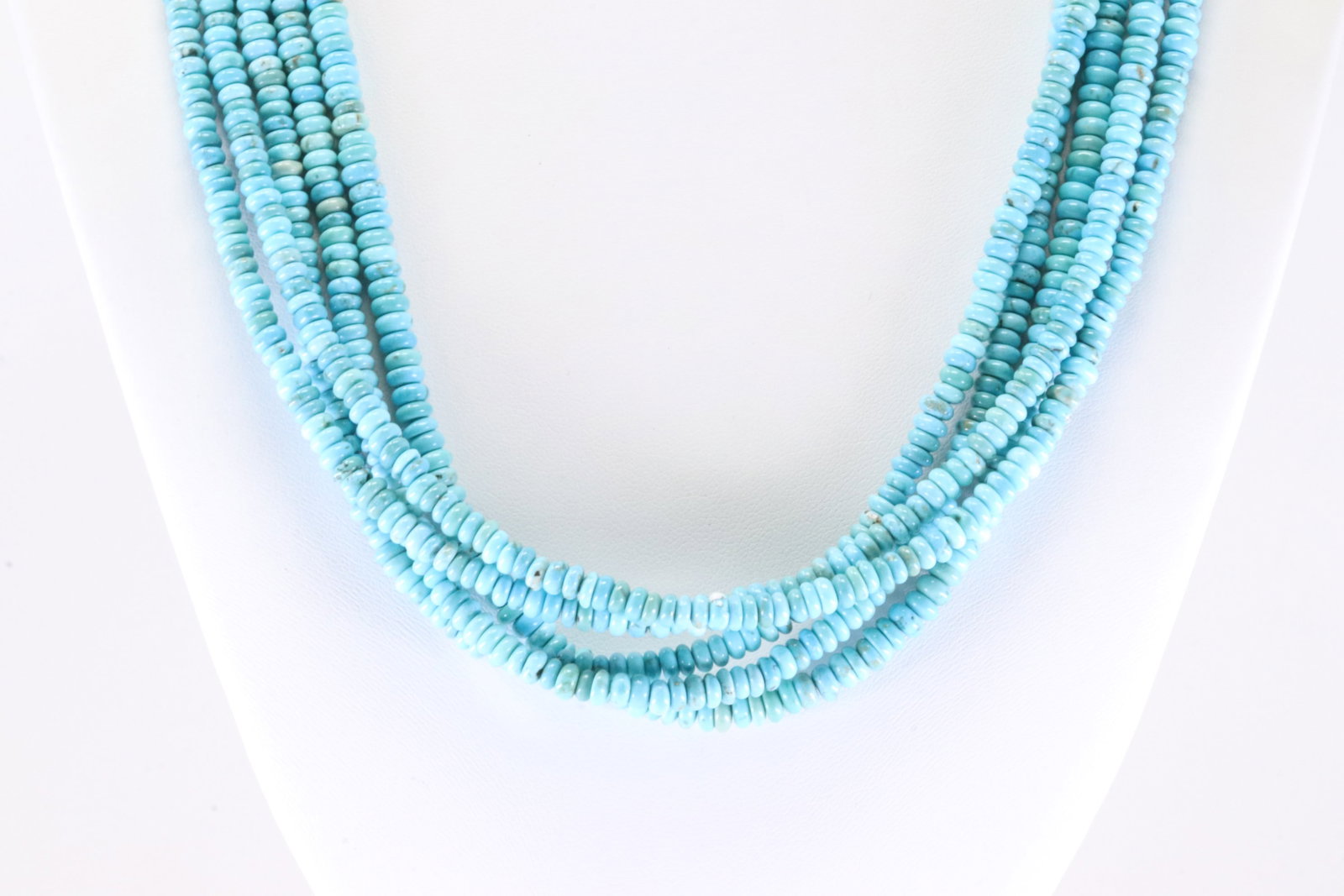America Sterling Silver 5 Strand Pearl Beaded & Turquoise Necklace.: This is a America Sterling Silver 5 Strand Pearl Beaded & Turquoise Necklace. Necklace length: 20.00"