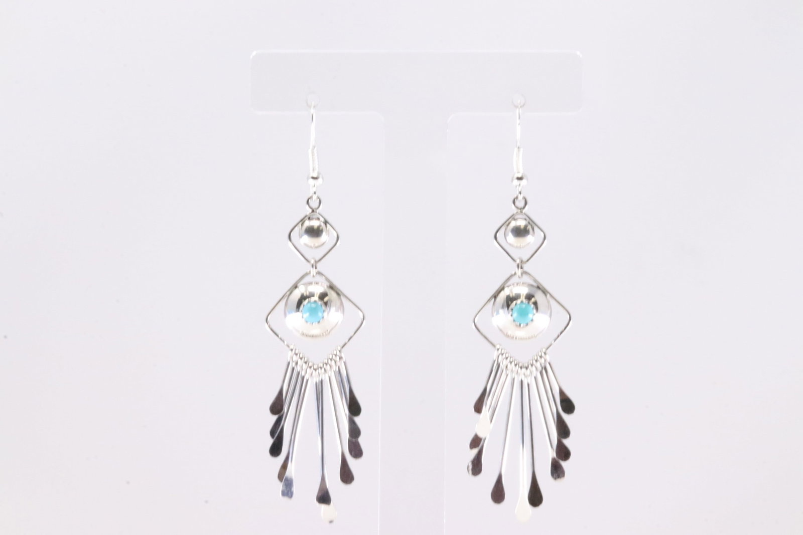 Native America Navajo Sterling Silver Turquoise Dangling Earring's By Paula Armstrong.: This is a Native America Navajo Sterling Silver Turquoise Dangling Earring's By Paula Armstrong.