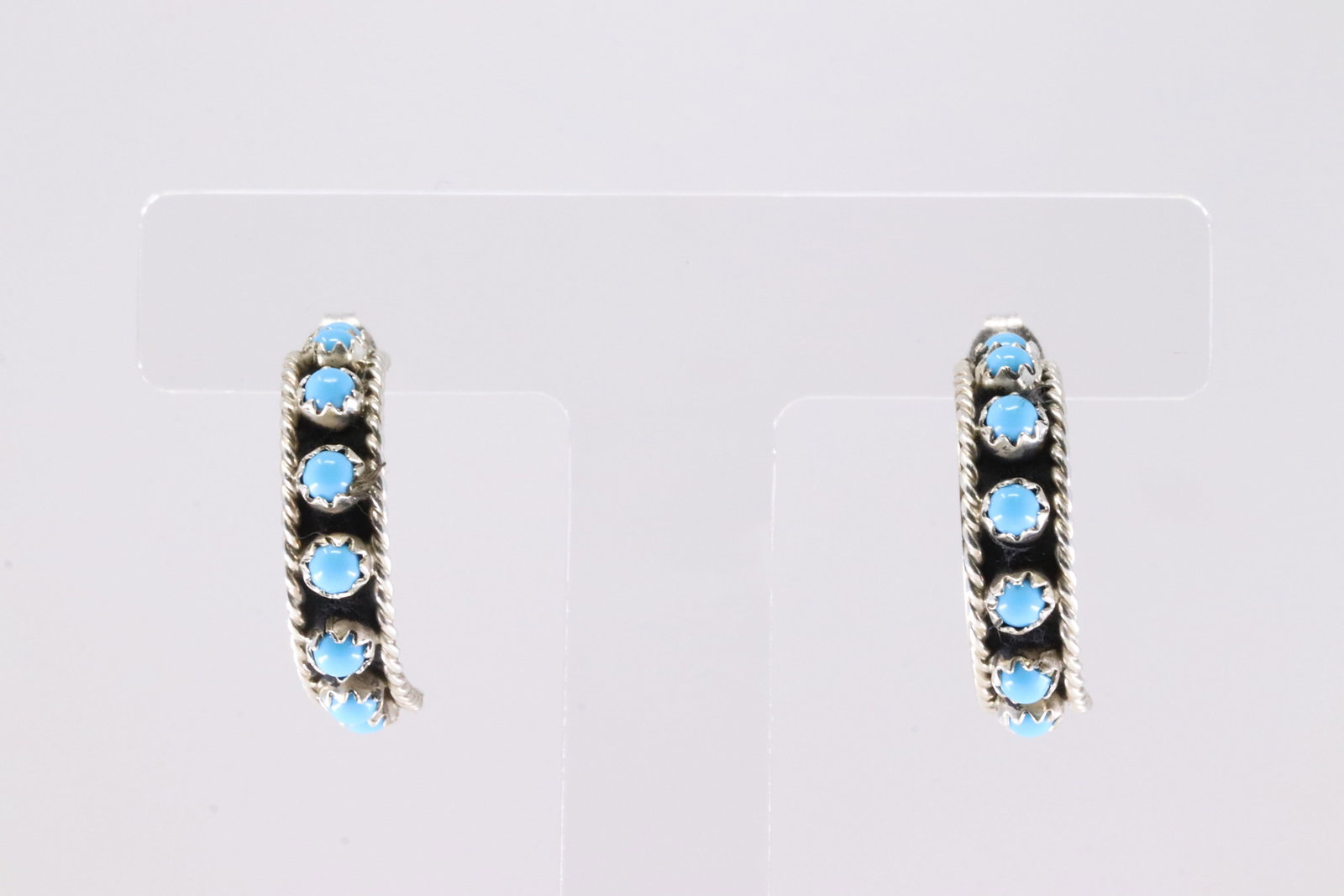 America Sterling Silver Turquoise Hoop Earring's.: This is a America Sterling Silver Turquoise Hoop Earring's.