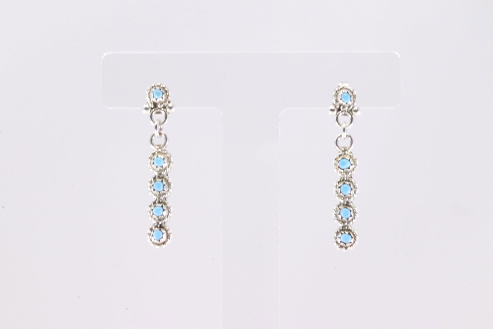 Native America Navajo Sterling Silver Turquoise Post / Dangling Earring's By B.N.: This is a Native America Navajo Sterling Silver Turquoise Post / Dangling Earring's By B.N.