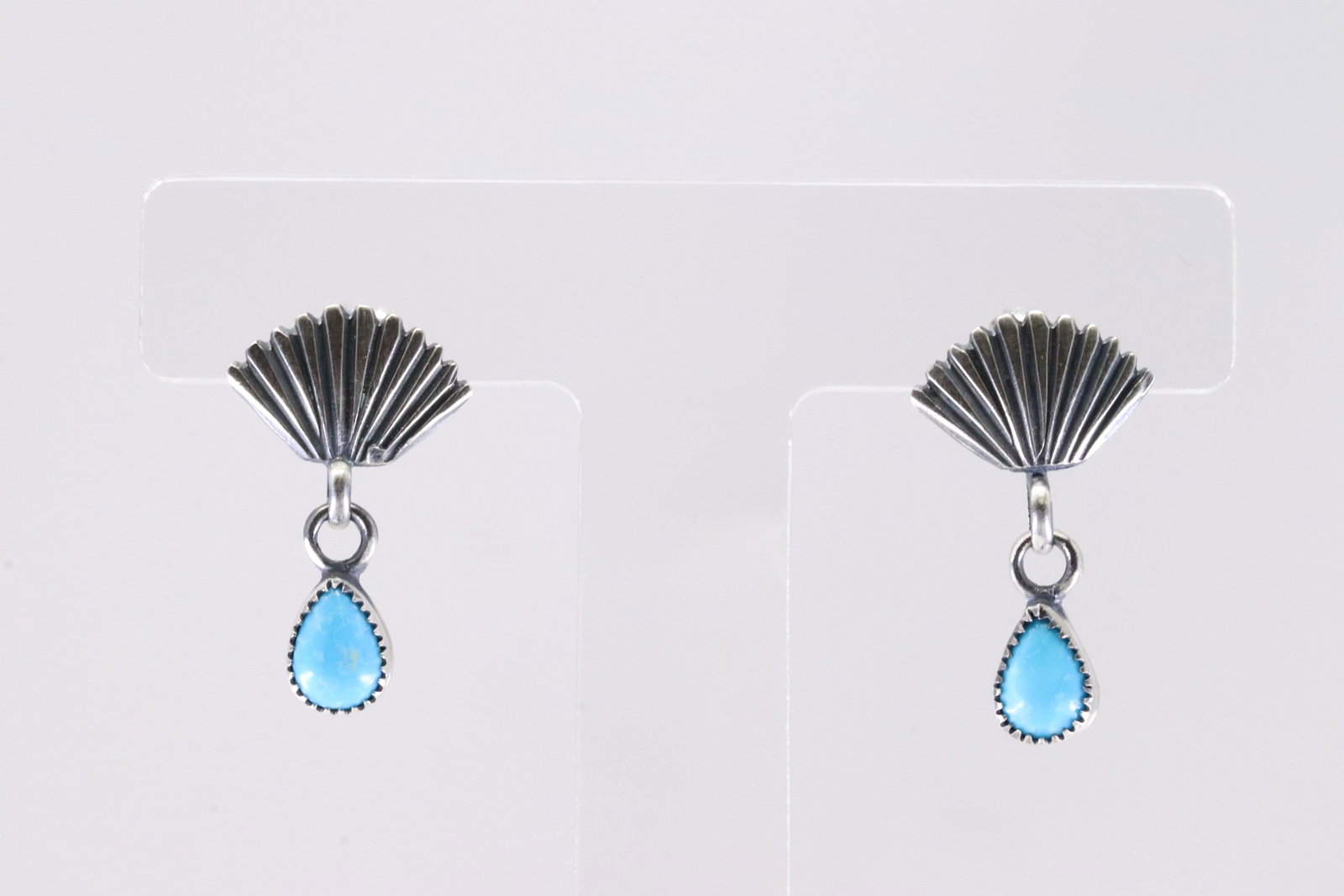 Native America Navajo Sterling Silver Turquoise Post Earring's By Marie Bahe.: This is a Native America Navajo Sterling Silver Turquoise Post Earring's By Marie Bahe. From R.B Company.