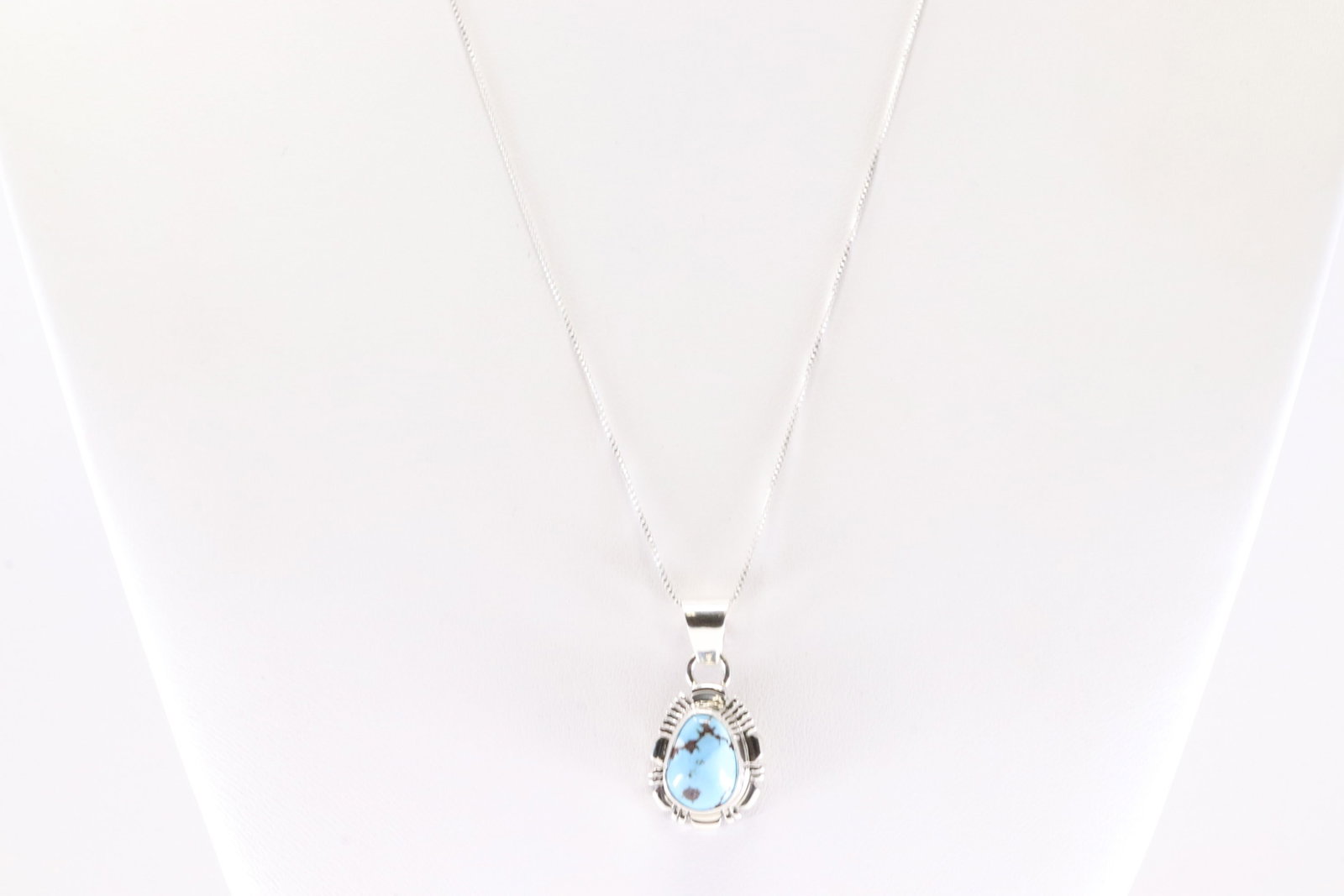 Native America Navajo Sterling Silver Golden Hill Turquoise Pendant with A 925 Necklace By A.: This is a Native America Navajo Sterling Silver Golden Hill Turquoise Pendant with A 925 Necklace By A. Necklace length: 18.00"