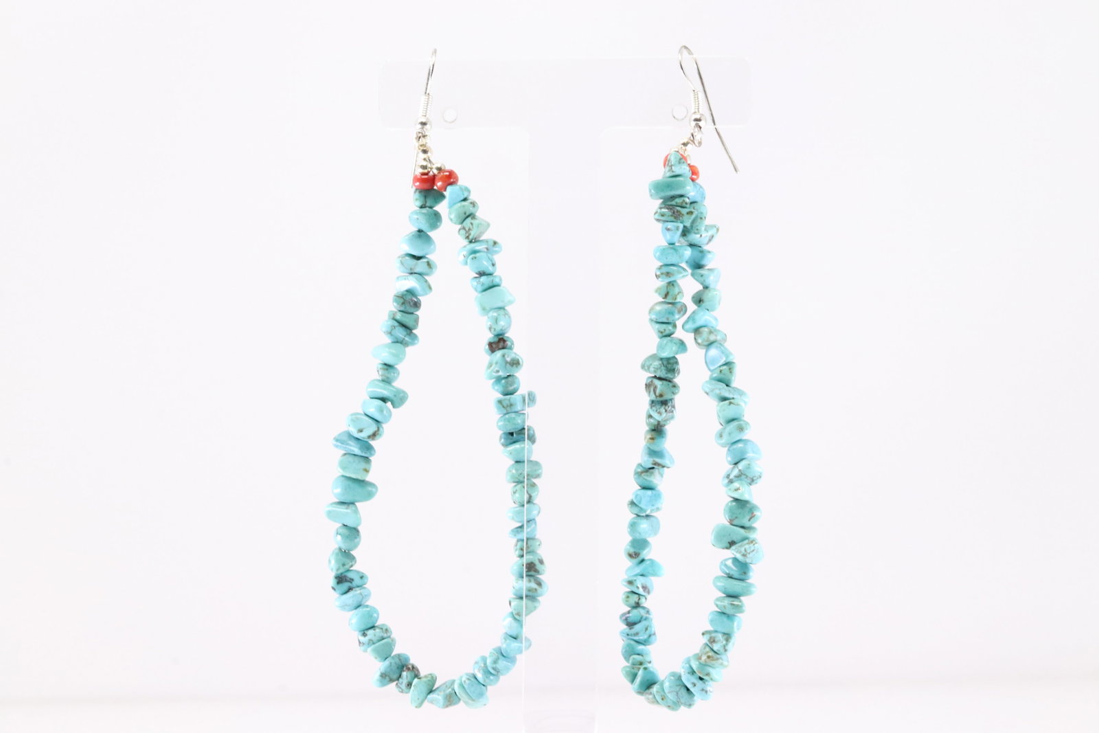 Native America Sterling Silver Coral /Turquoise Dangling Earring's.: This is a Native America Sterling Silver Coral /Turquoise Dangling Earring's.