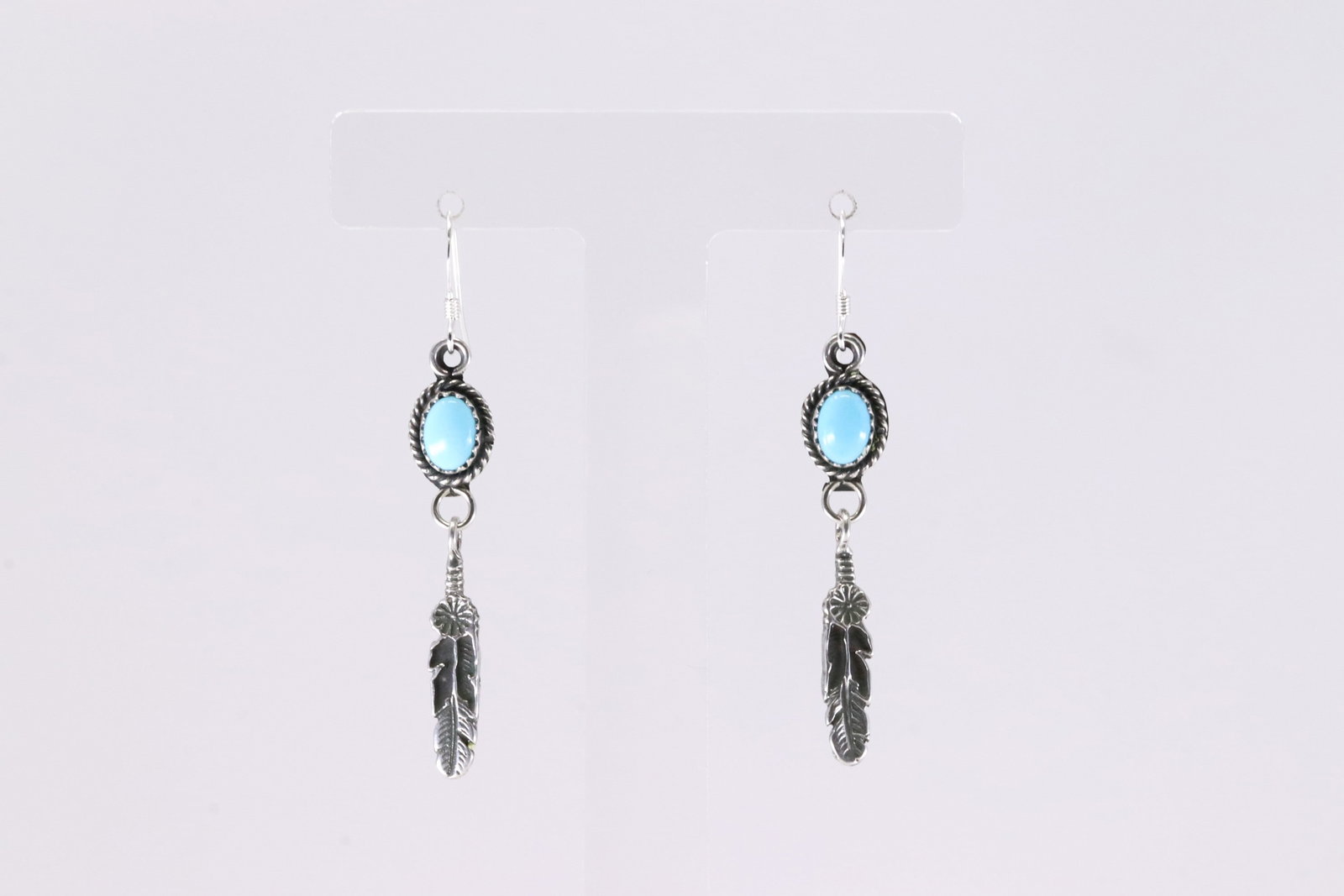 Native America Navajo Sterling Silver Turquoise Dangling Earring's By D.: This is a Native America Navajo Sterling Silver Turquoise Dangling Earring's By D. Stamp D.