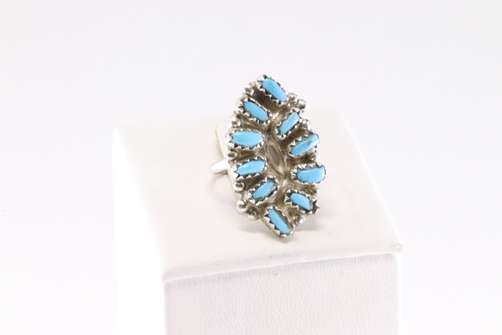 America Sterling Silver Solid Turquoise Ring. - 2