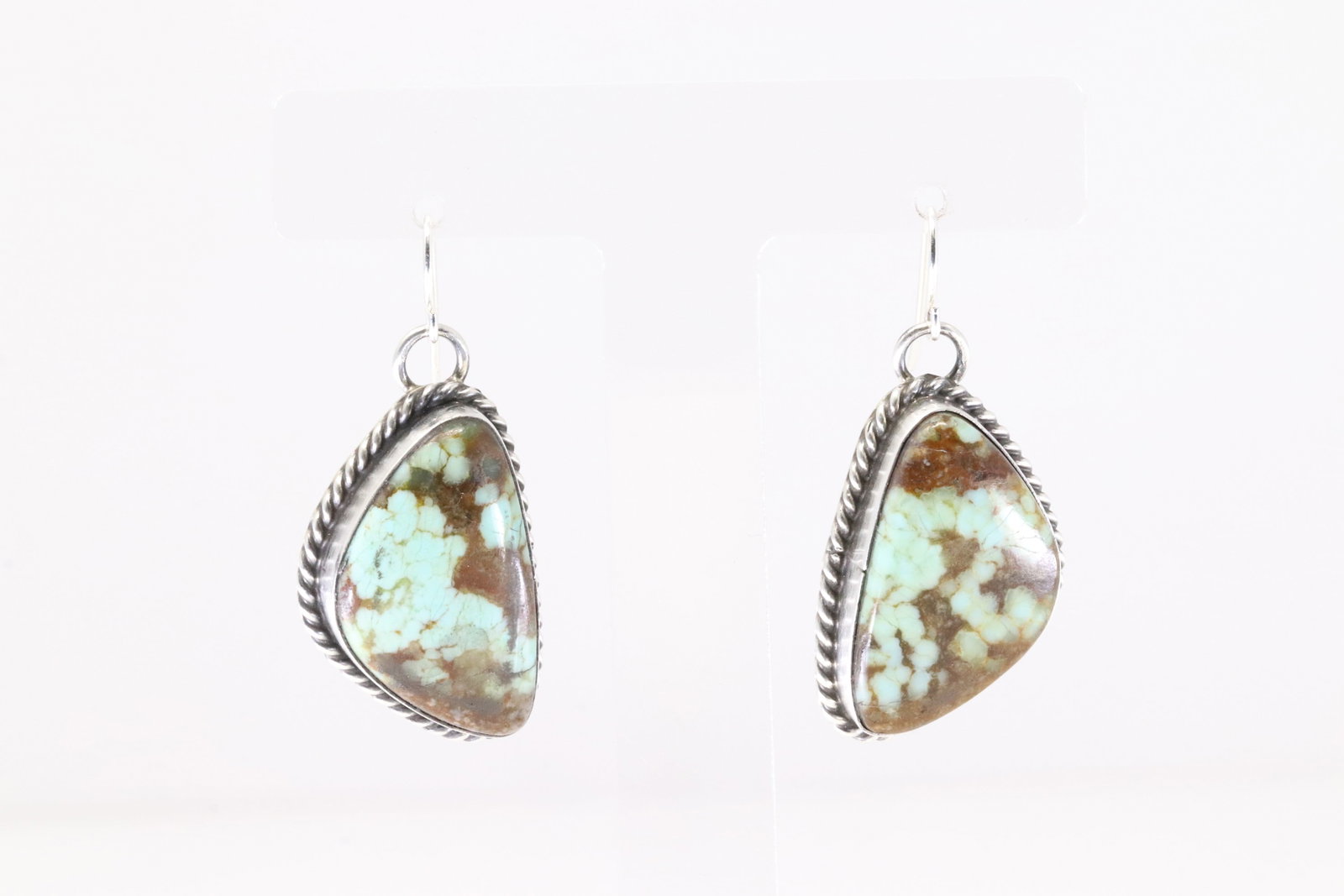 Native America Navajo Sterling Silver Number 8 Turquoise Dangling Earring's By Chassity Belone.: This is a Native America Navajo Sterling Silver Number 8 Turquoise Dangling Earring's By Chassity Belone. Stamp C. Belone.