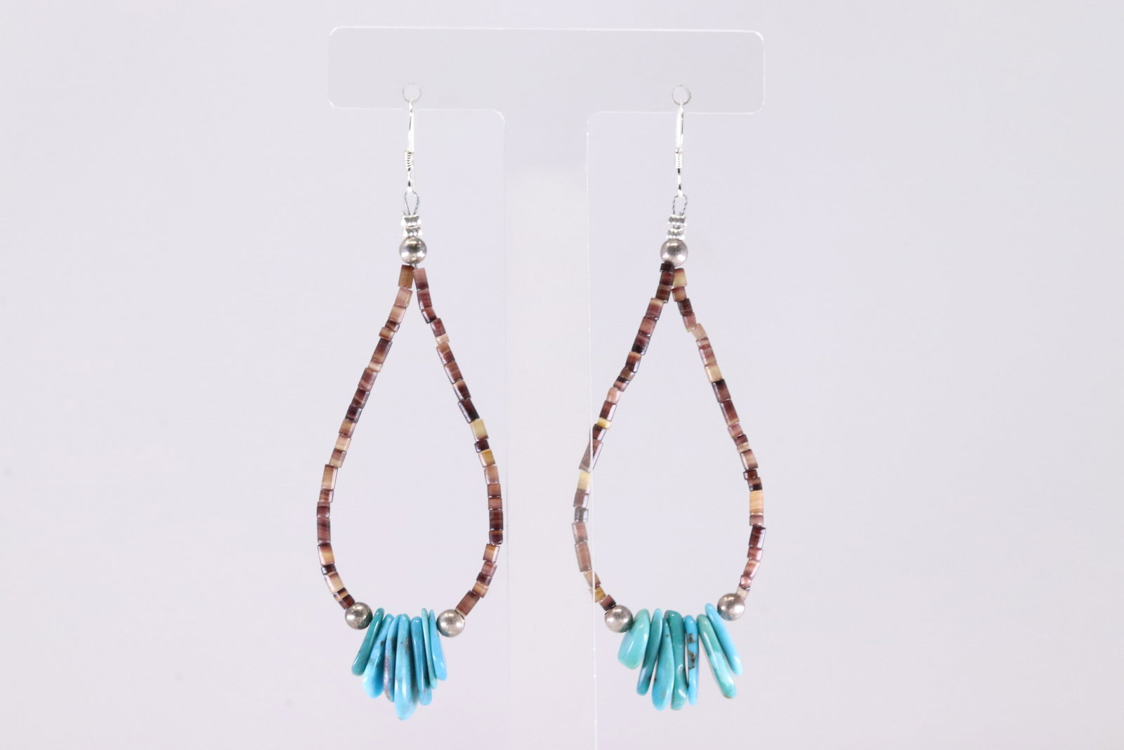 American Sterling Silver Heshie & Turquoise Dangling Earring's.: This is a American Sterling Silver Heshie & Turquoise Dangling Earring's.