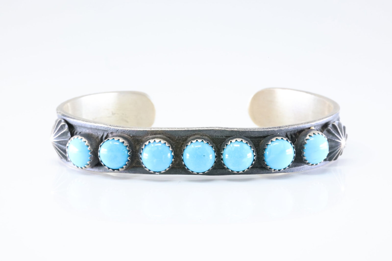 Native America Navajo Sterling Silver Kingman Turquoise Bracelet Cuff By YO Billah. From C Company. (1 of 4)