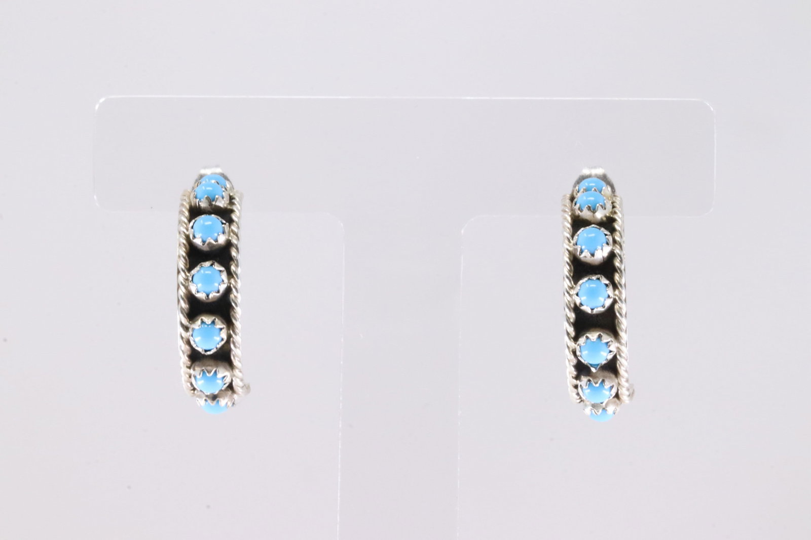 America Sterling Silver Turquoise Hoop Earring's.: This is a America Sterling Silver Turquoise Hoop Earring's.