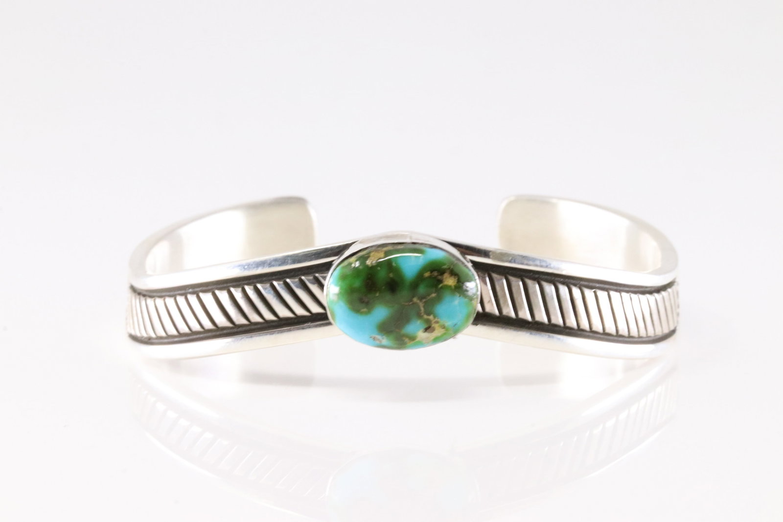Native American Navajo Sterling Silver Sonora Gold Turquoise Bracelet Cuff By B.Morgan.: This is a Native American Navajo Sterling Silver Sonora Gold Turquoise Bracelet Cuff By B.Morgan. Stamp Morgan.