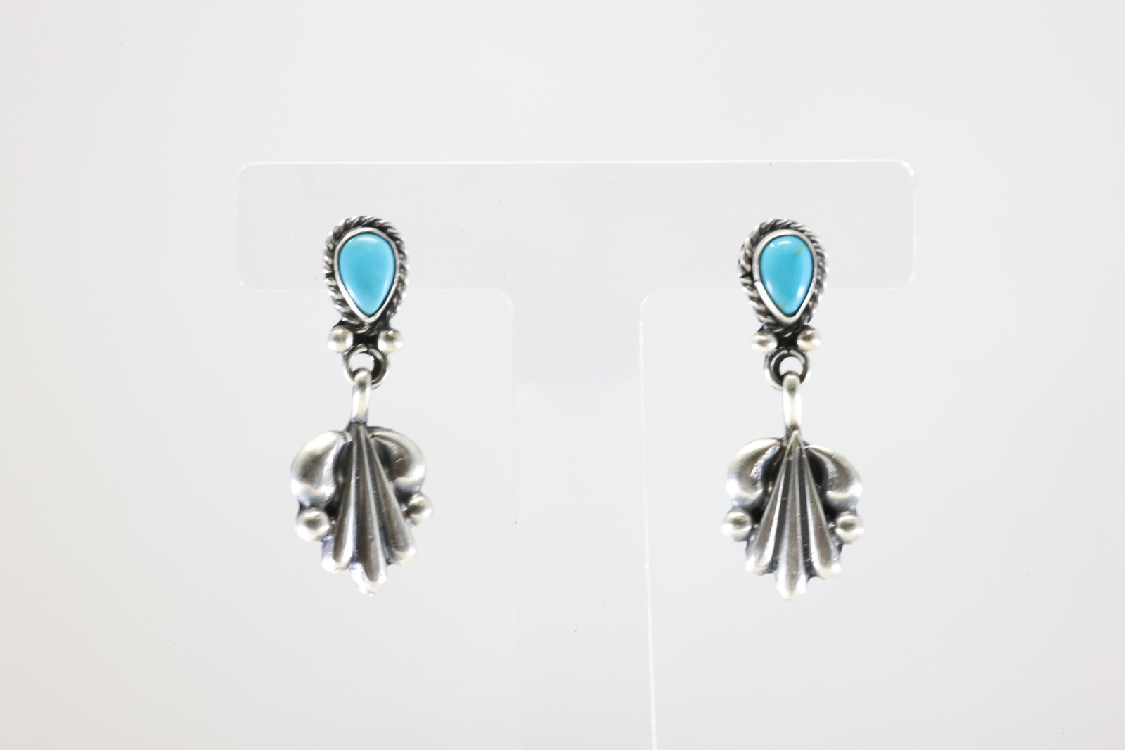 Native America Navajo Sterling Silver Turquoise Post Dangling Earring's By Harris Largo. From R.B: This is a Native America Navajo Sterling Silver Turquoise Post Dangling Earring's By Harris Largo. From R.B Company. Stamp By R.B Company.