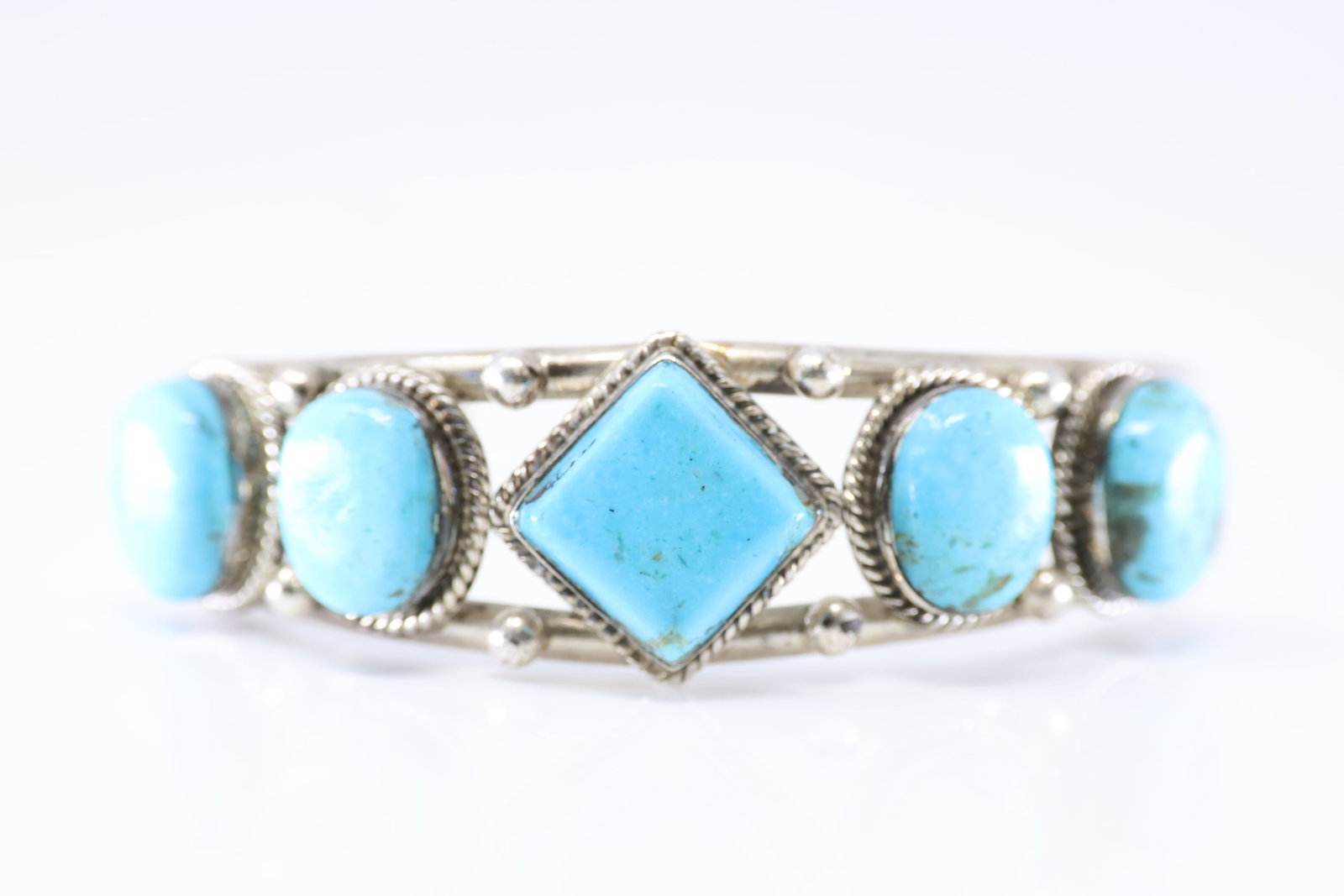 Native America Navajo Sterling Silver Turquoise Bracelet Cuff. From R.B Company. (1 of 4)