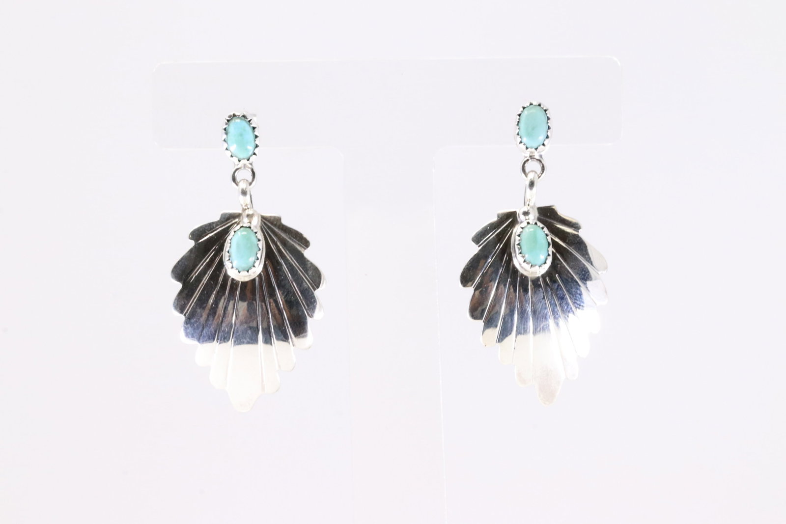 Native America Navajo Sterling Silver Turquoise Post Dangling Earring's By Genevieve Francisco. From: This is a Native America Navajo Sterling Silver Turquoise Post Dangling Earring's By Genevieve Francisco. From R.B Company. Stamp By R.B Company.
