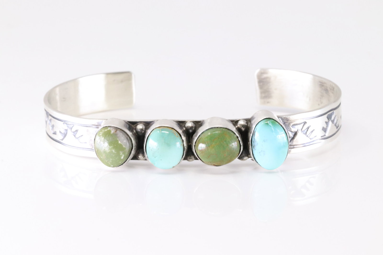 Native America Navajo Sterling Silver Royston Turquoise Bracelet Cuff By Rick Enriquez.: This is a Native America Navajo Sterling Silver Royston Turquoise Bracelet Cuff By Rick Enriquez. Stamp RE.