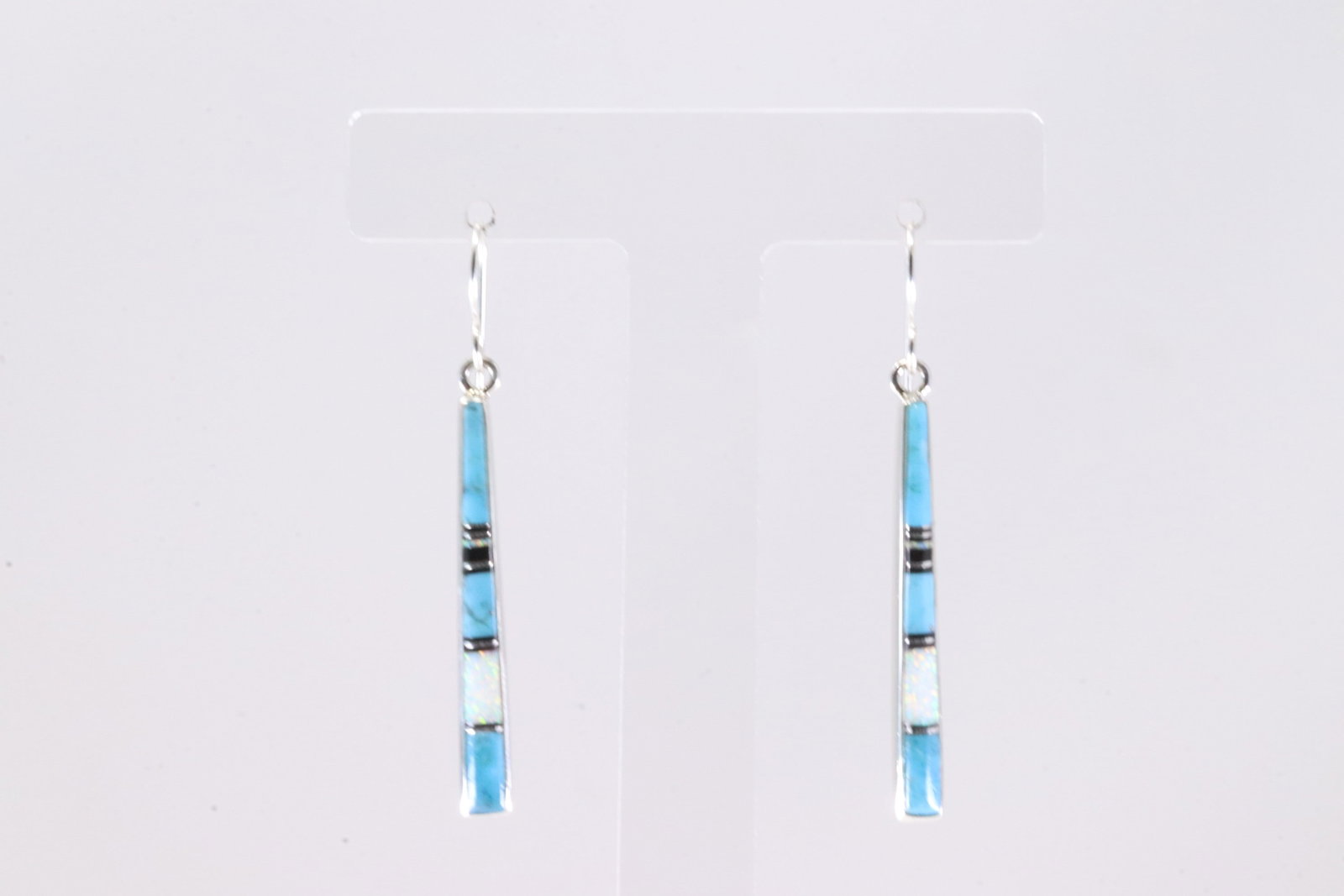Native America Navajo Sterling Silver Multi-Color Stone Inlay Dangling Earring's By Rick Tolino.: This is a Native America Navajo Sterling Silver Multi-Color Stone Inlay Dangling Earring's By Rick Tolino.