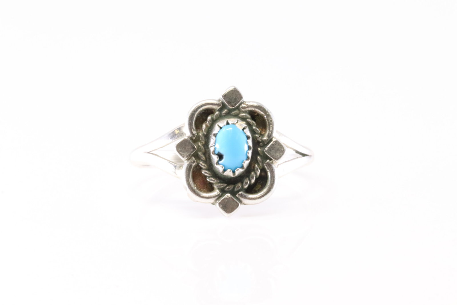Native America Navajo Sterling Silver Turquoise Ring By Hiram Largo. From R.B Company.: This is a Native America Navajo Sterling Silver Turquoise Ring By Hiram Largo. From R.B Company. Stamp By R.B Company. Ring Size: 8.50.