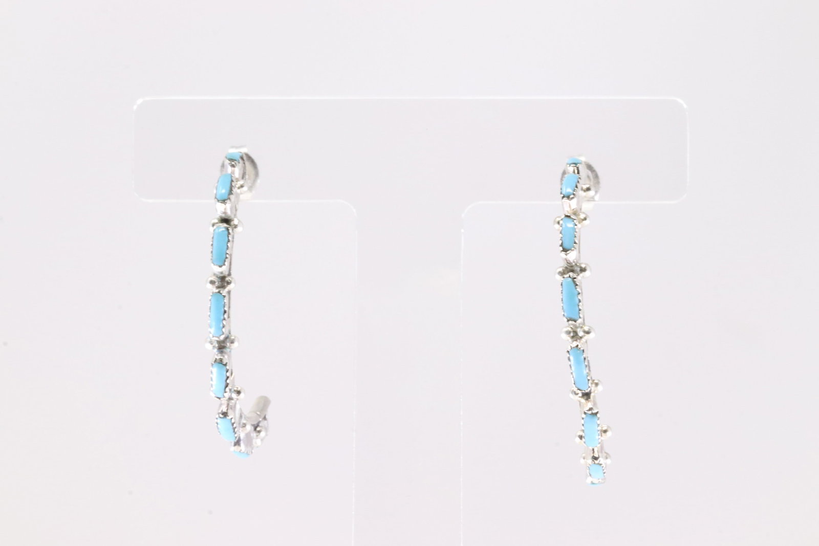 America Stearling Silver Turquoise Hoop Earring's.: This is a America Stearling Silver Turquoise Hoop Earring's.