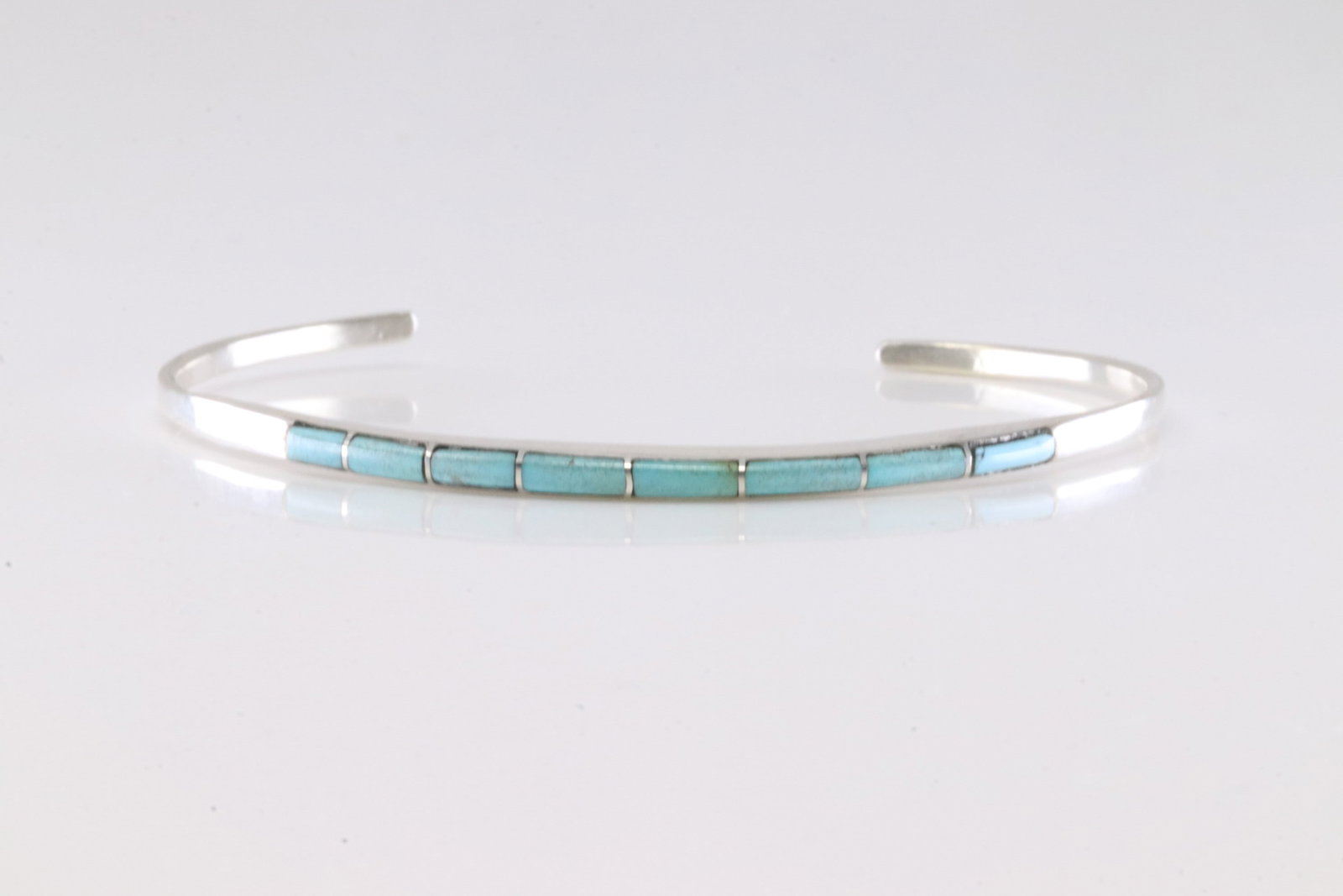 America Sterling Silver Turquoise Inlay Bracelet Cuff.: This is a America Sterling Silver Turquoise Inlay Bracelet Cuff.