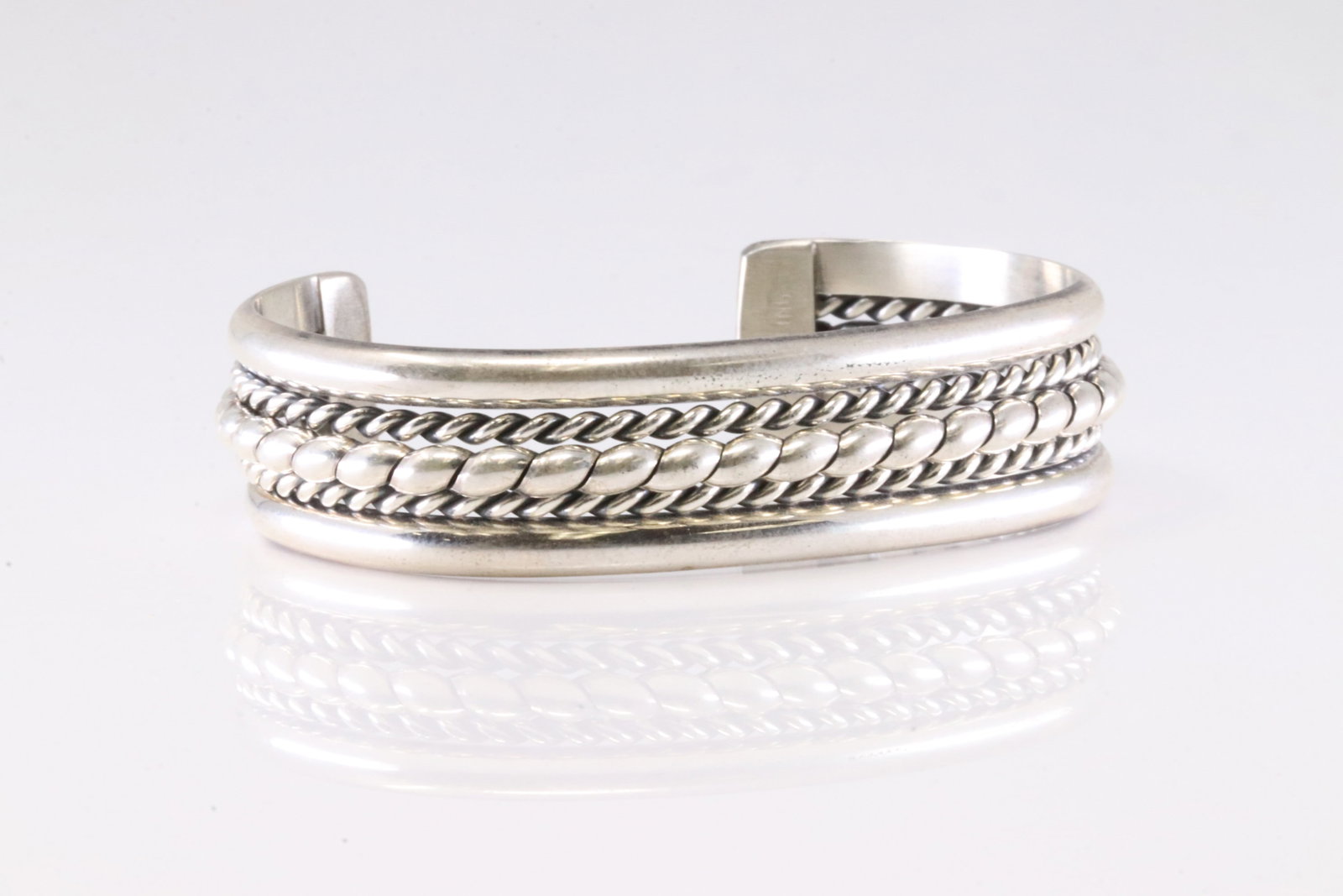 America Sterling Silver Solid Bracelet Cuff. - 2