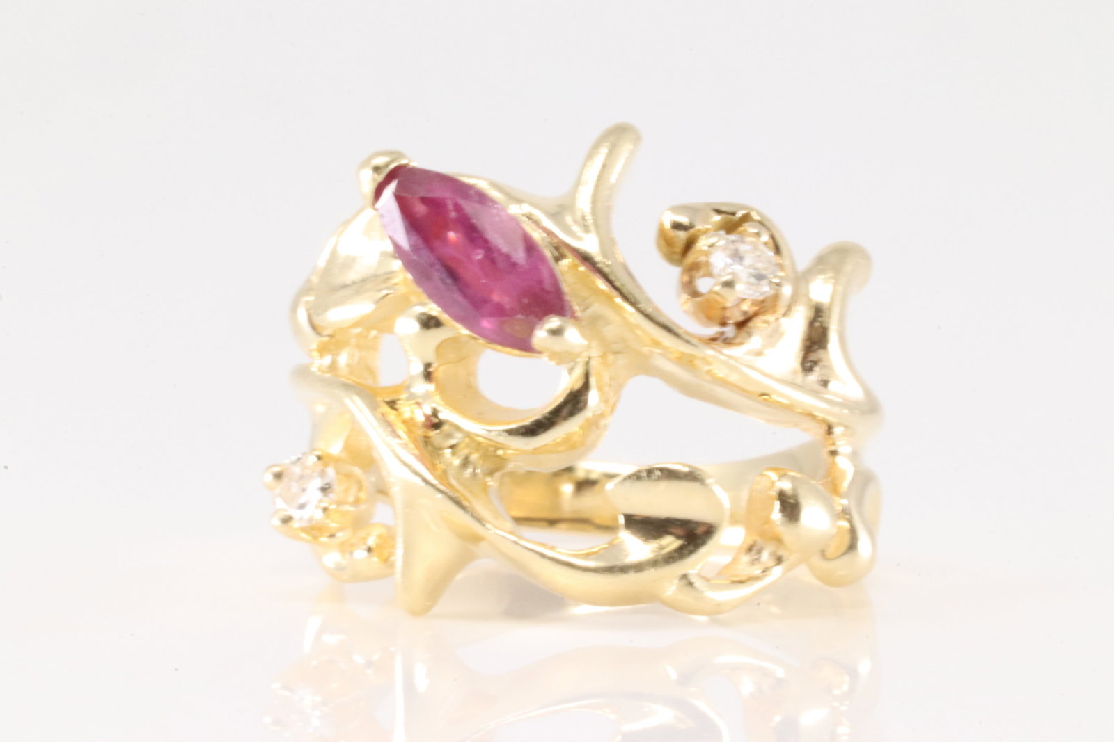 Ruby & Diamond Ring 14Kt. - 3