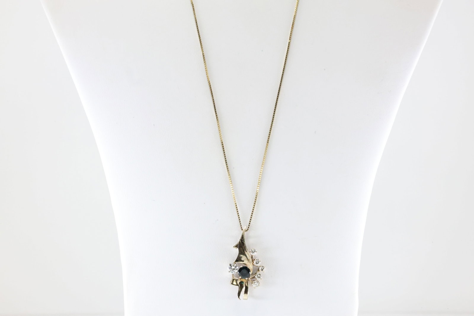 Sapphire & Diamond Pendant / Necklace 14Kt.: Ladies 14Kt Yellow Gold Sapphire & Diamond Pendant / Necklace. This Charming Pendant has Sapphire with Sparkling Diamonds and A 14K Necklace. Diamonds weight approx: 0.50ctw. Necklace length: 22.00"