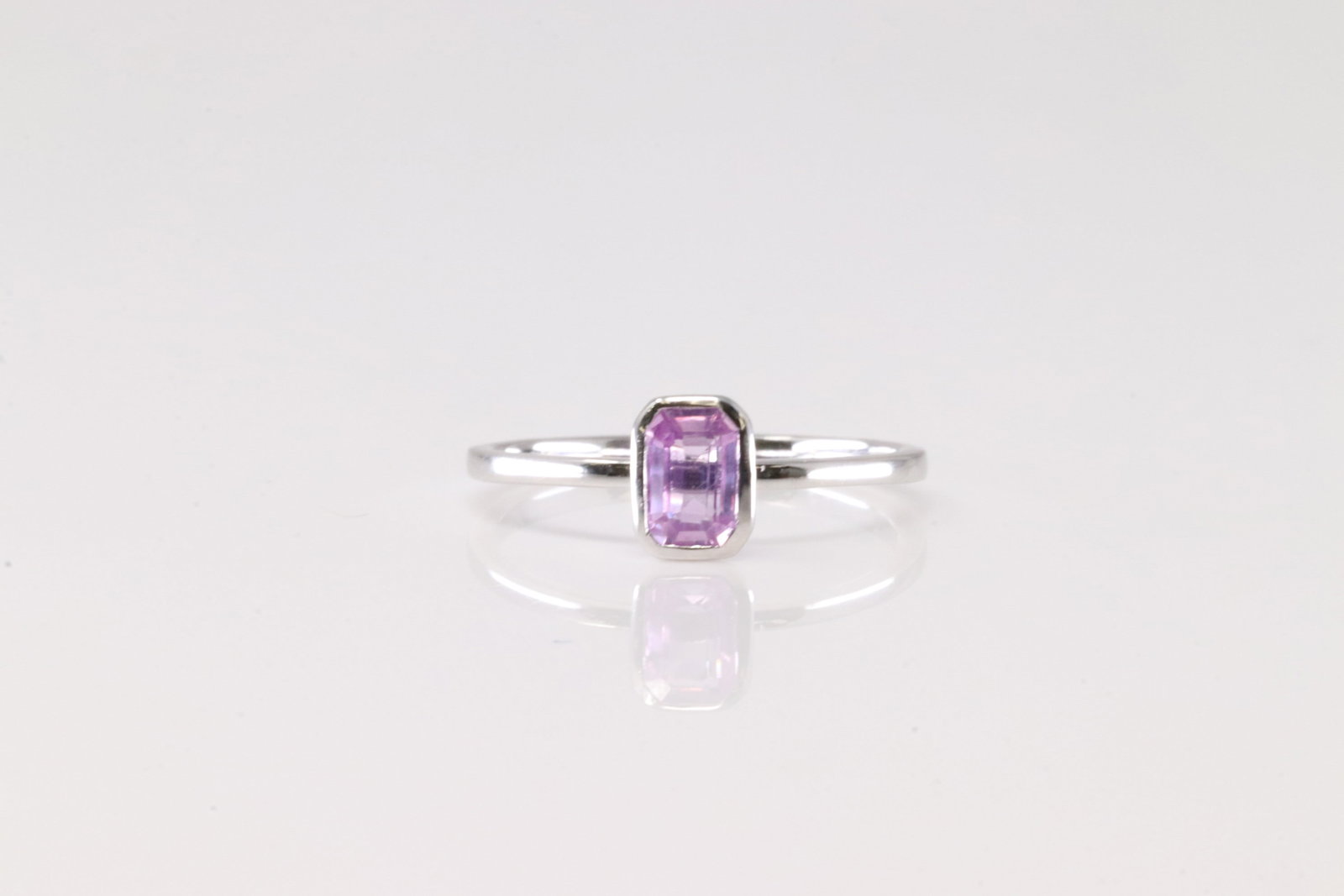 Pink Sapphire Ring 10Kt.: Ladies 10Kt White Gold Pink Sapphire. This Charming Ring has Pink Sapphire Gemstone. Ring size: 7.00.