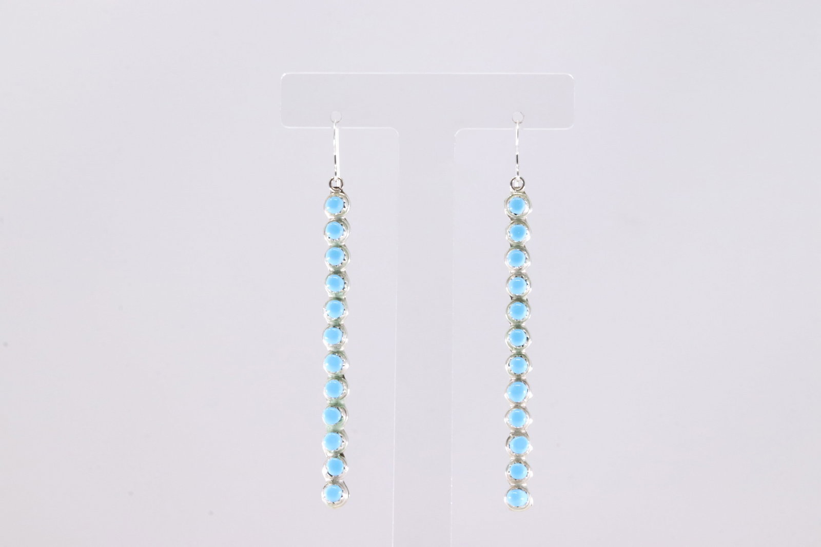 America Sterling Silver Block Turquoise Dangling Earring's.: This is a America Sterling Silver Block Turquoise Dangling Earring's.
