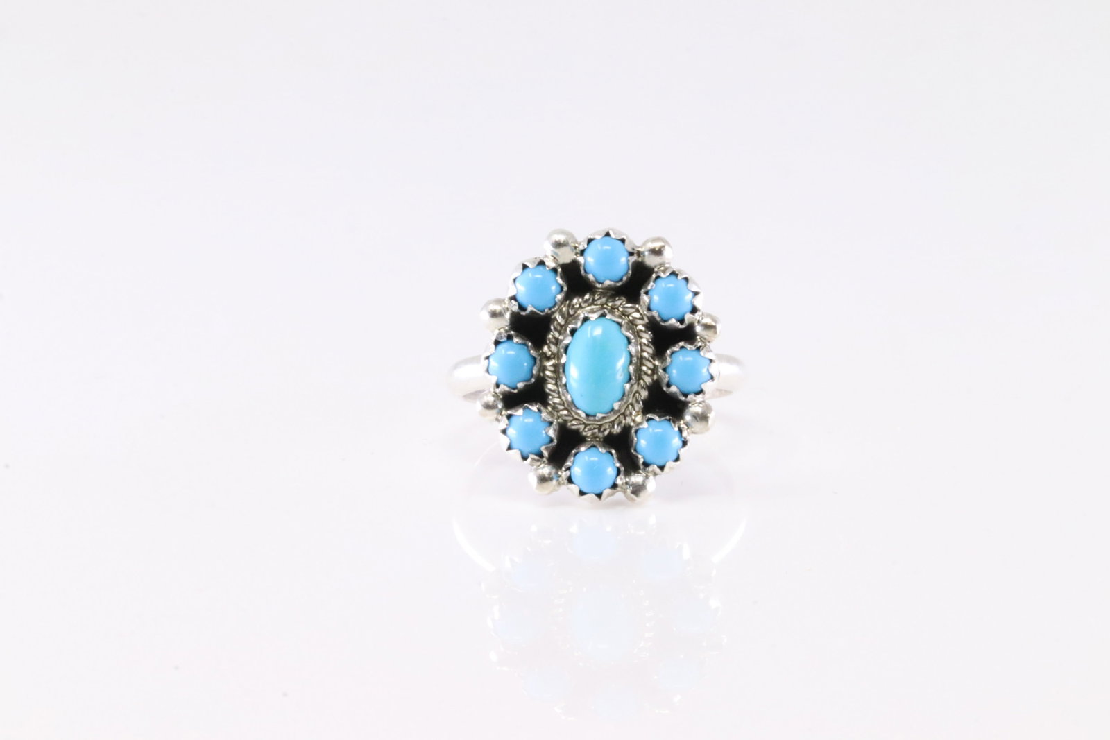 Native America Navajo Sterling Silver Turquoise Ring By N.K.: This is a Native America Navajo Sterling Silver Turquoise Ring By N.K.