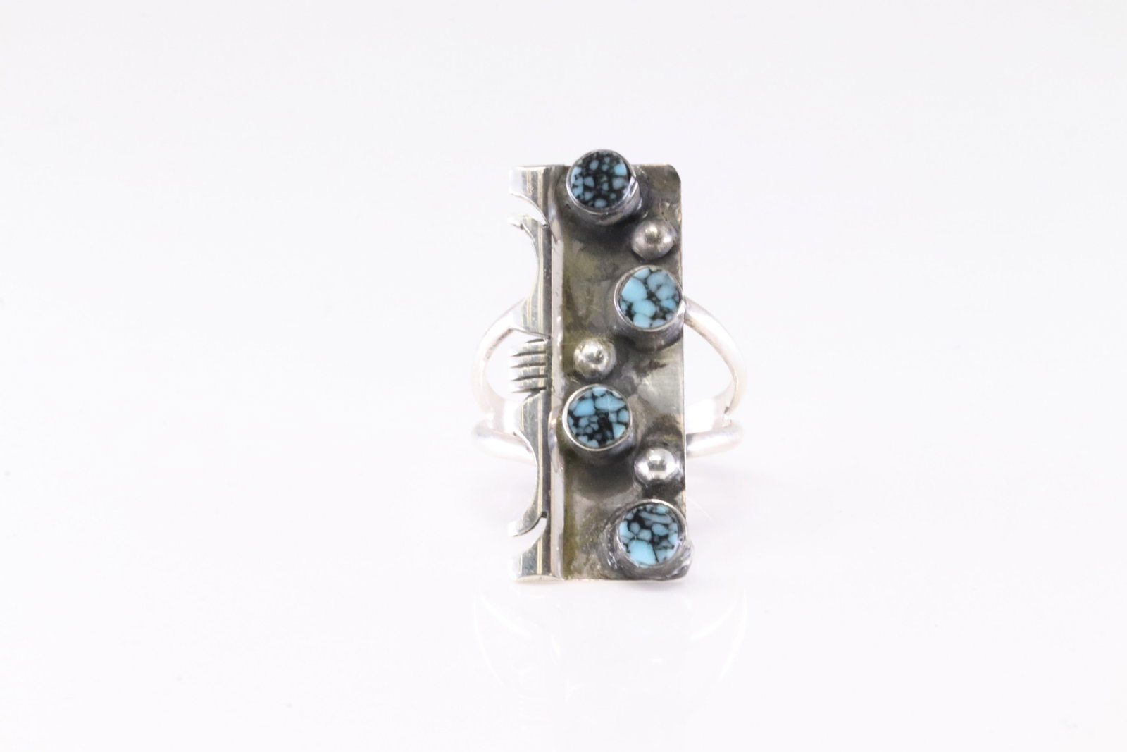 Native America Navajo Sterling Silver Turquoise Ring By S.F. (1 of 4)