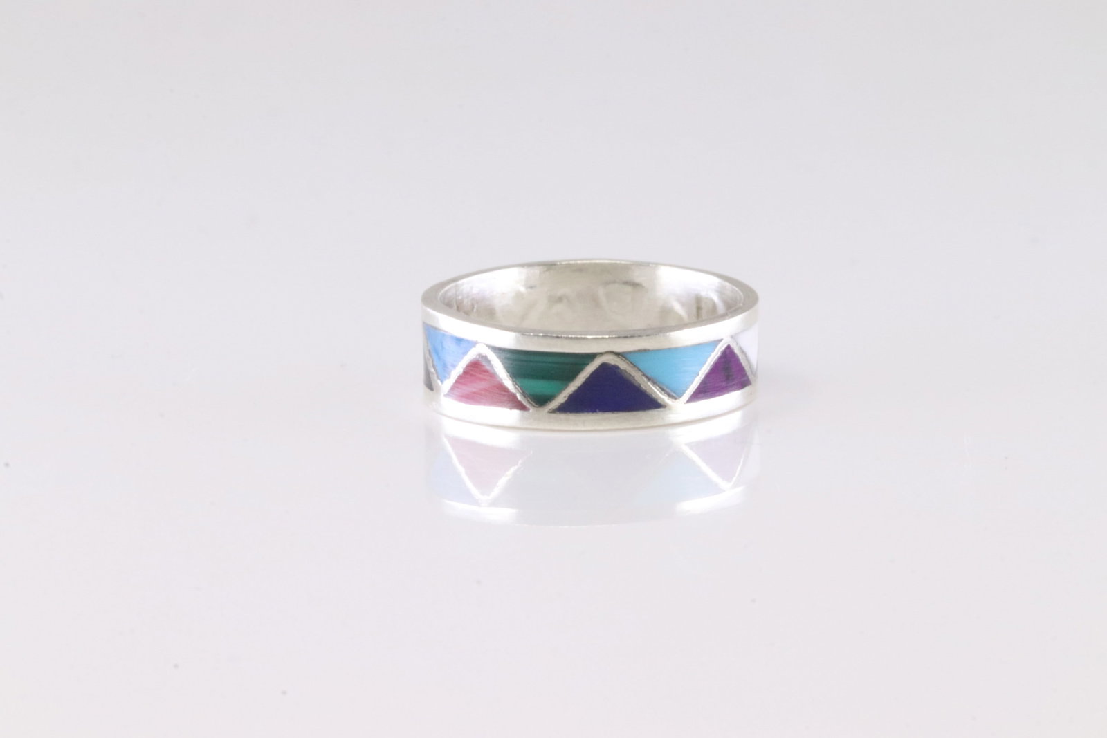 Native America Navajo Sterling Silver Multi-Color Stone Inlay Ring By R. (1 of 3)