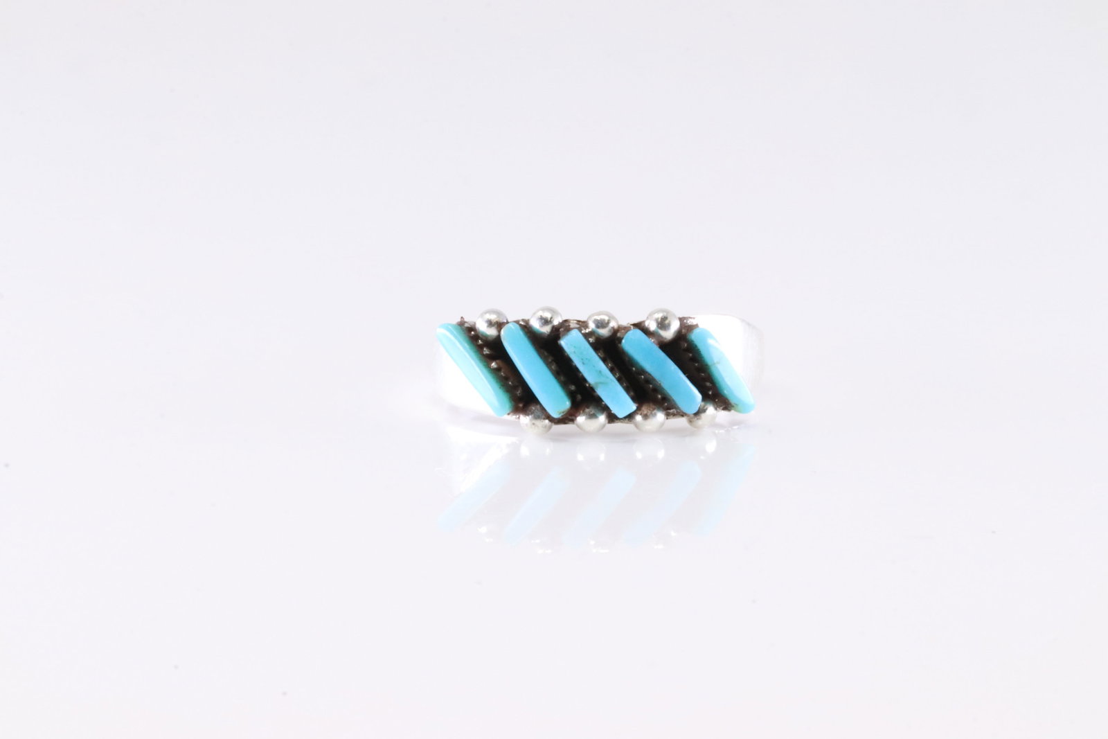 Native America Zuni Sterling Silver Turquoise Ring By C.L.: This is Native America Zuni Sterling Silver Turquoise Ring By C.L. Ring size: 5.00.