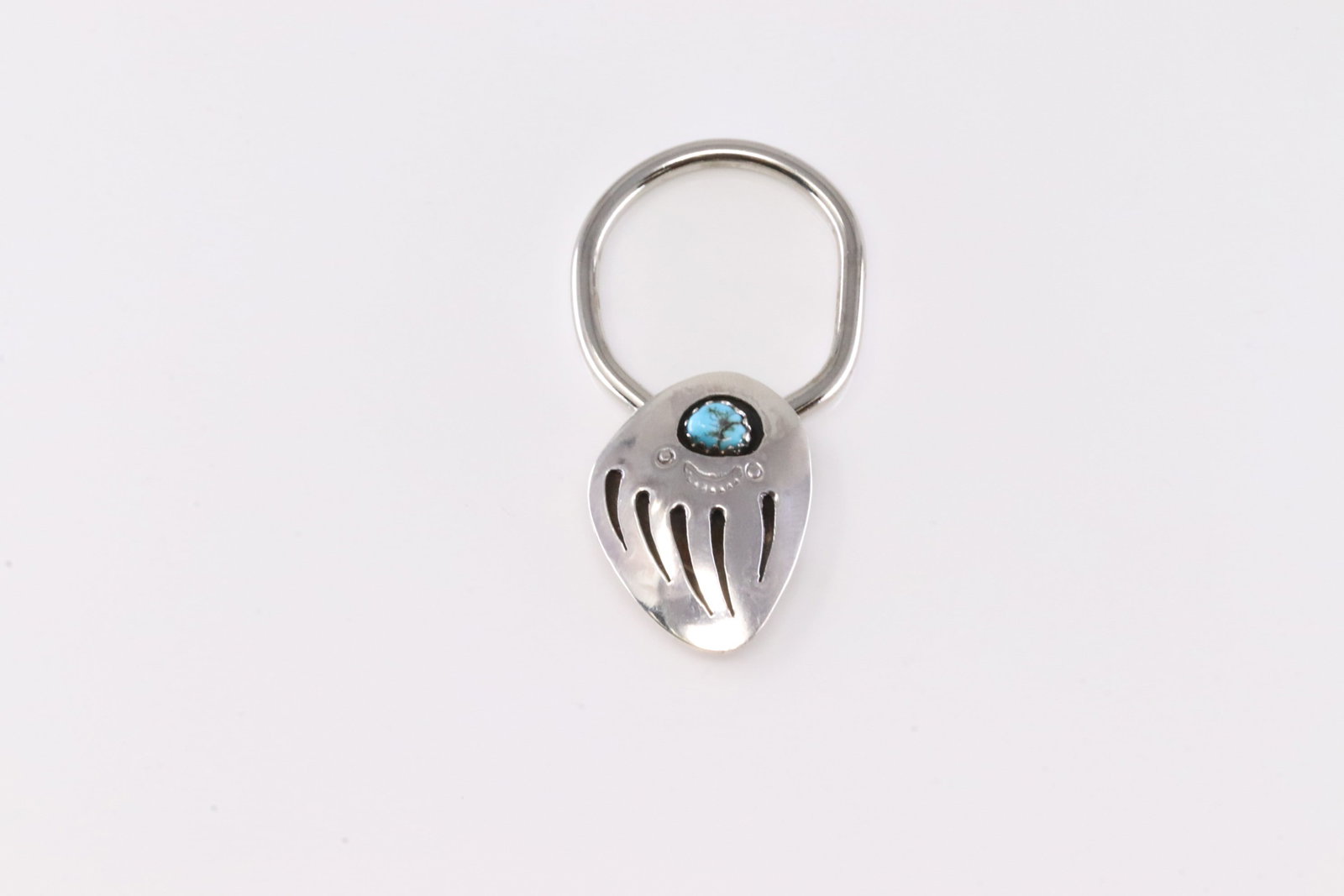 Native America Navajo Sterling Silver Bear Paw Turquoise Key Chain By B. (1 of 3)