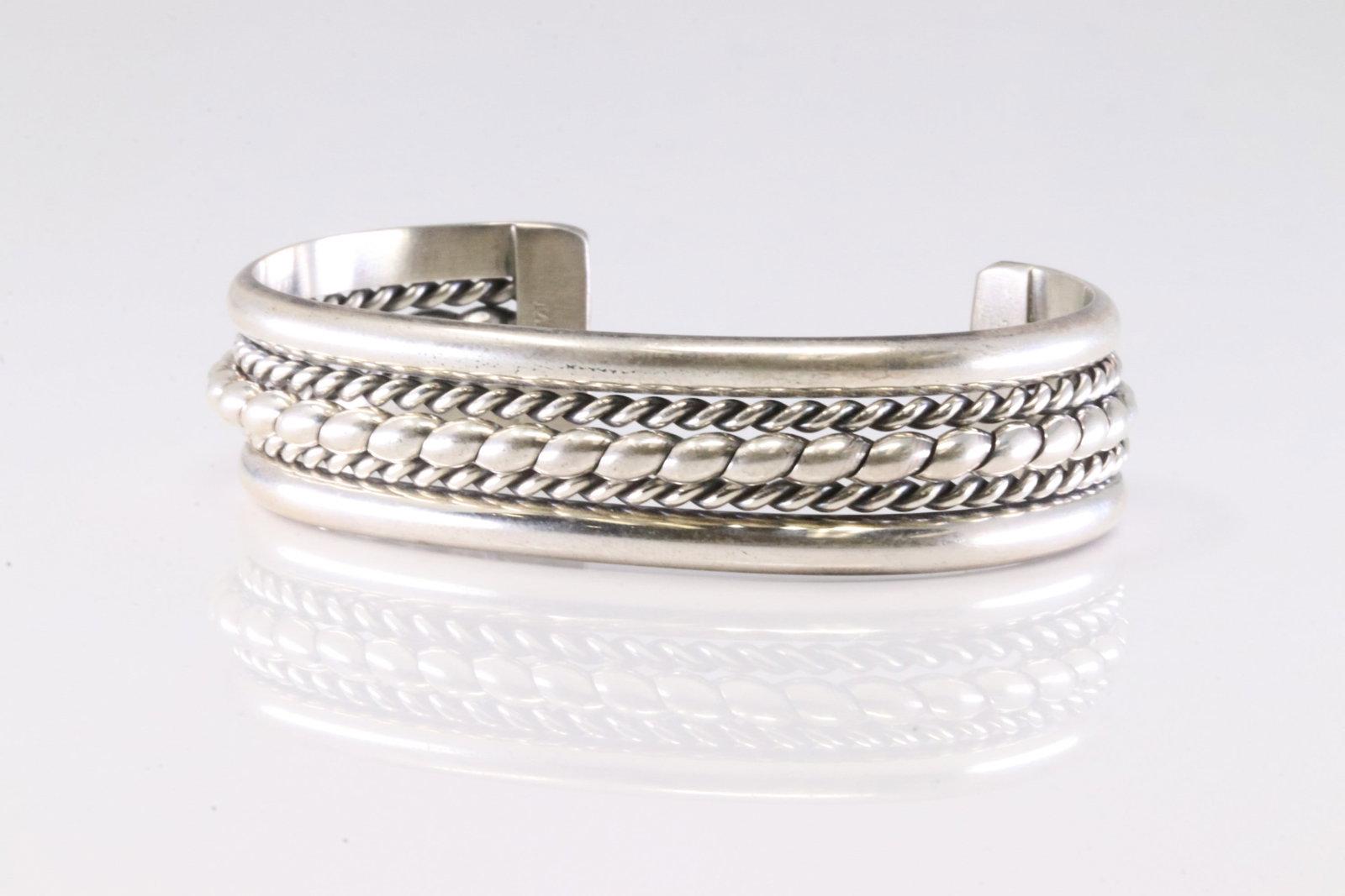America Sterling Silver Solid Bracelet Cuff. - 3