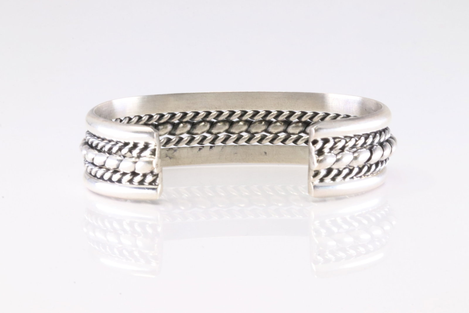 America Sterling Silver Solid Bracelet Cuff. - 4