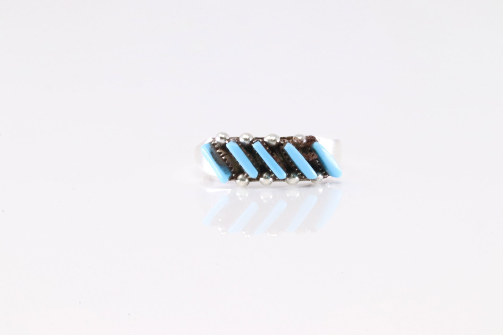Native America Zuni Sterling Silver Turquoise Ring By C.L.: This is a Native America Zuni Sterling Silver Turquoise Ring By C.L. Ring size: 5.50.