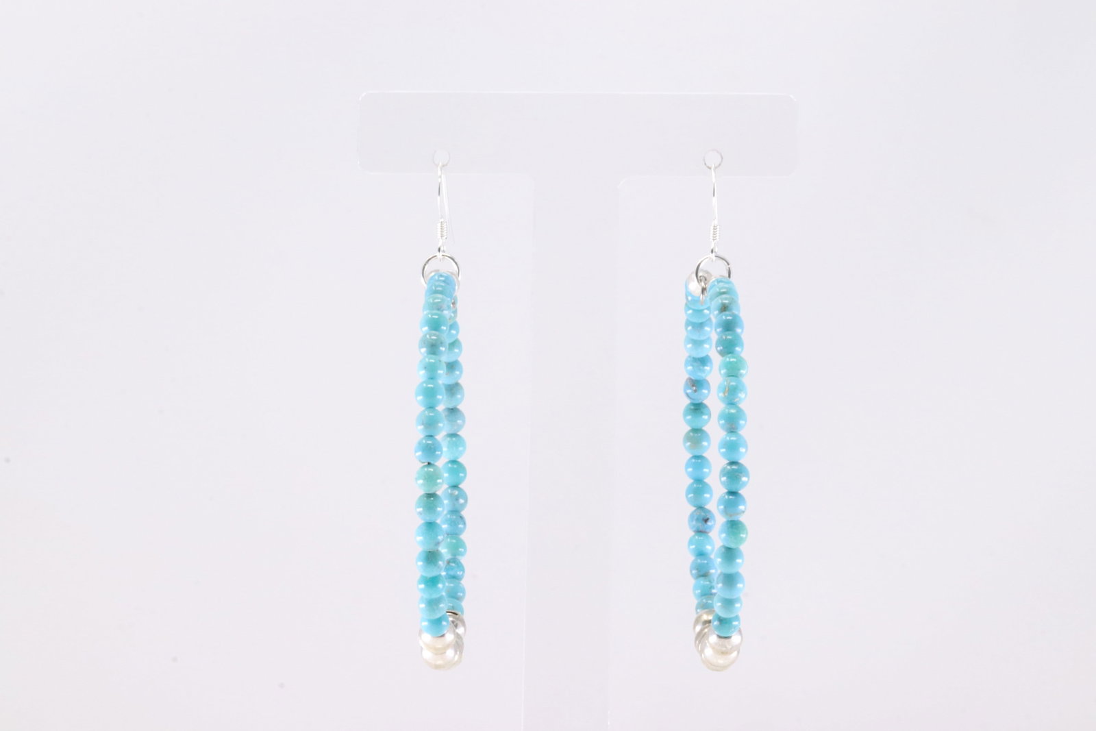 Native America Sterling Silver Pearl Beaded / Turquoise Hoop Dangling Earring's.: This is a Native America Sterling Silver Pearl Beaded / Turquoise Hoop Dangling Earring's.