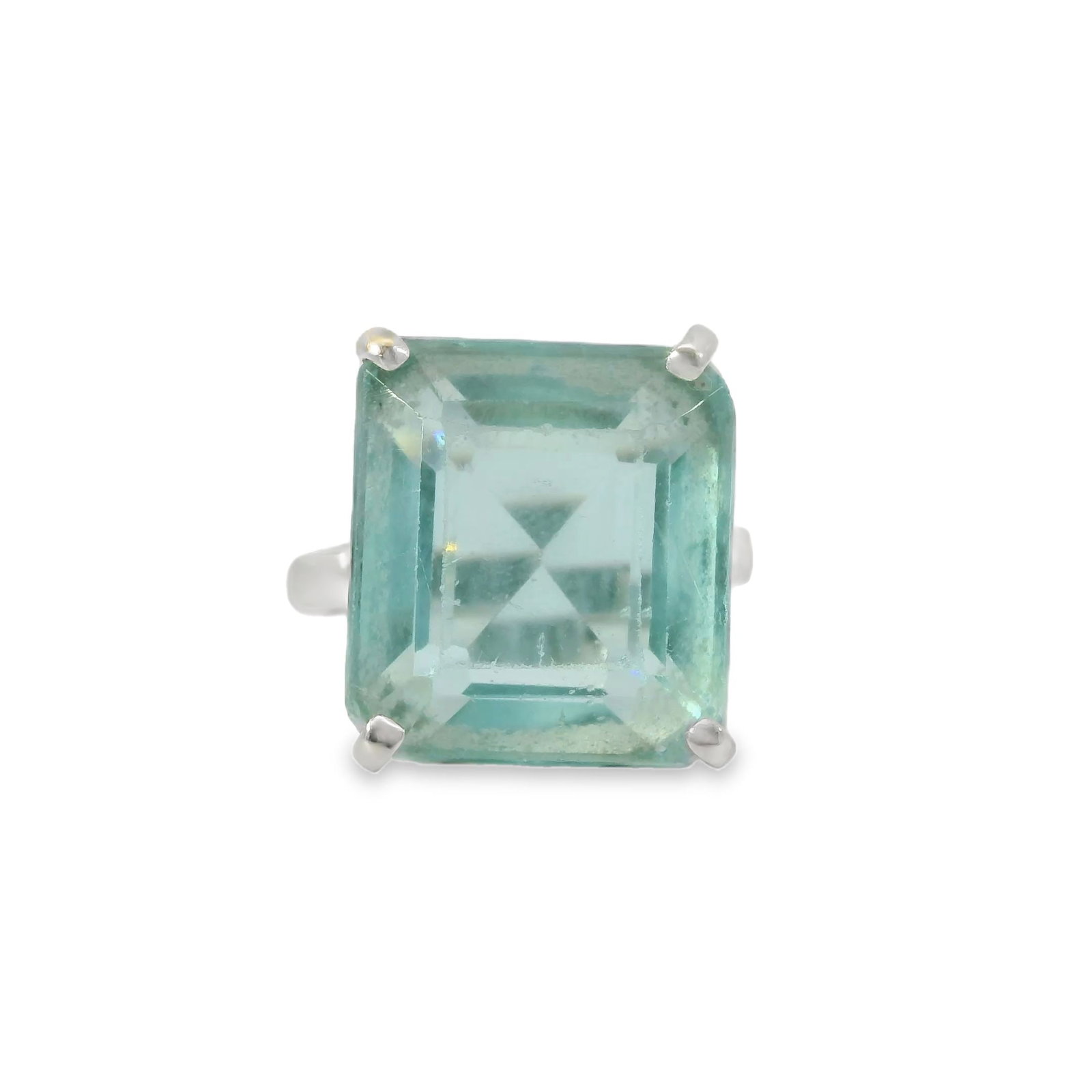 Blue Stone Ring 18Kt.: 18Kt White Gold Blue Stone Ring. This exquisite ring features a stunning blue stone, elegantly set in a sleek white band. The light blue hue of the stone captures the essence of tranquility and sophis