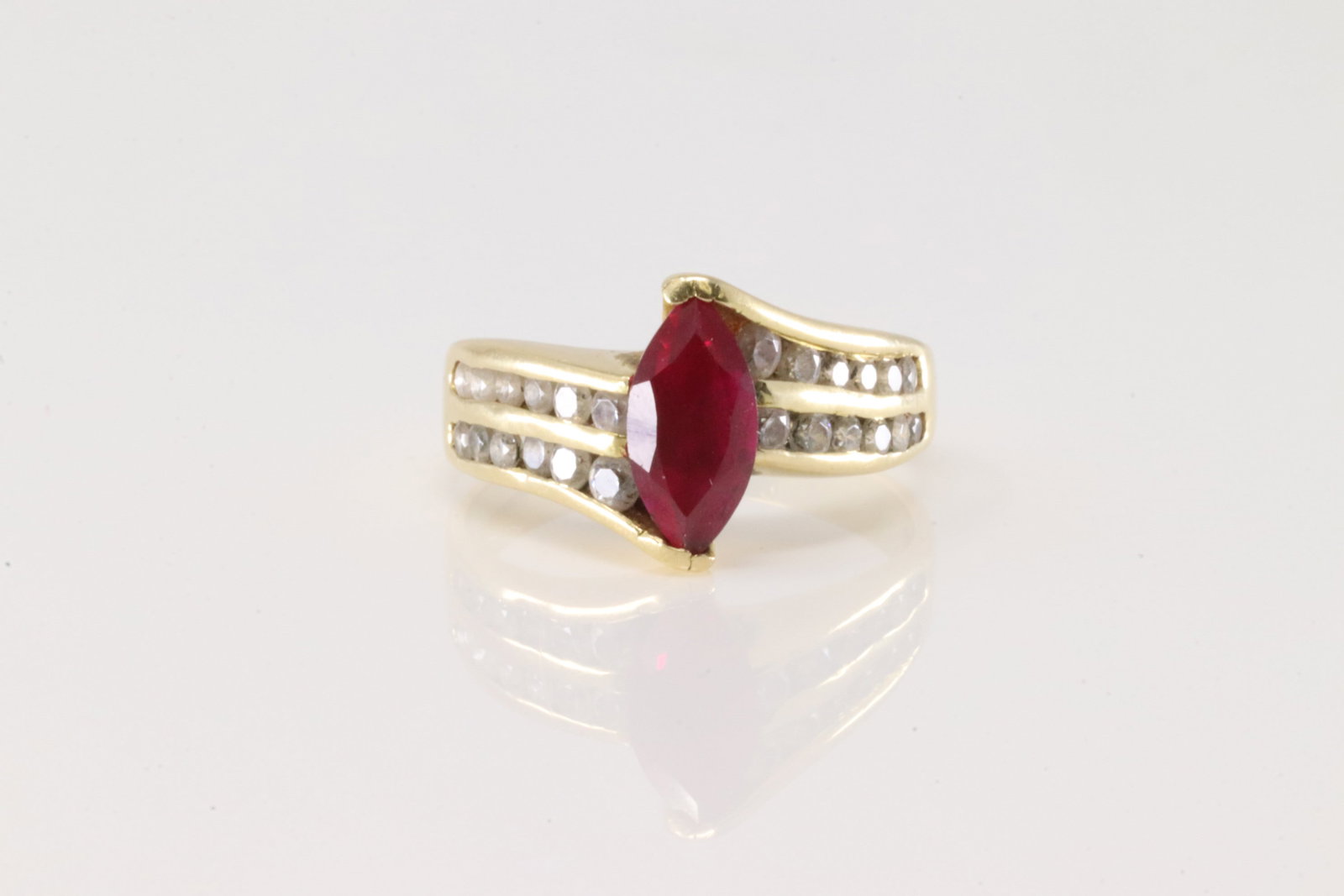 Marquise Ruby & Diamond Ring 18Kt. (1 of 4)