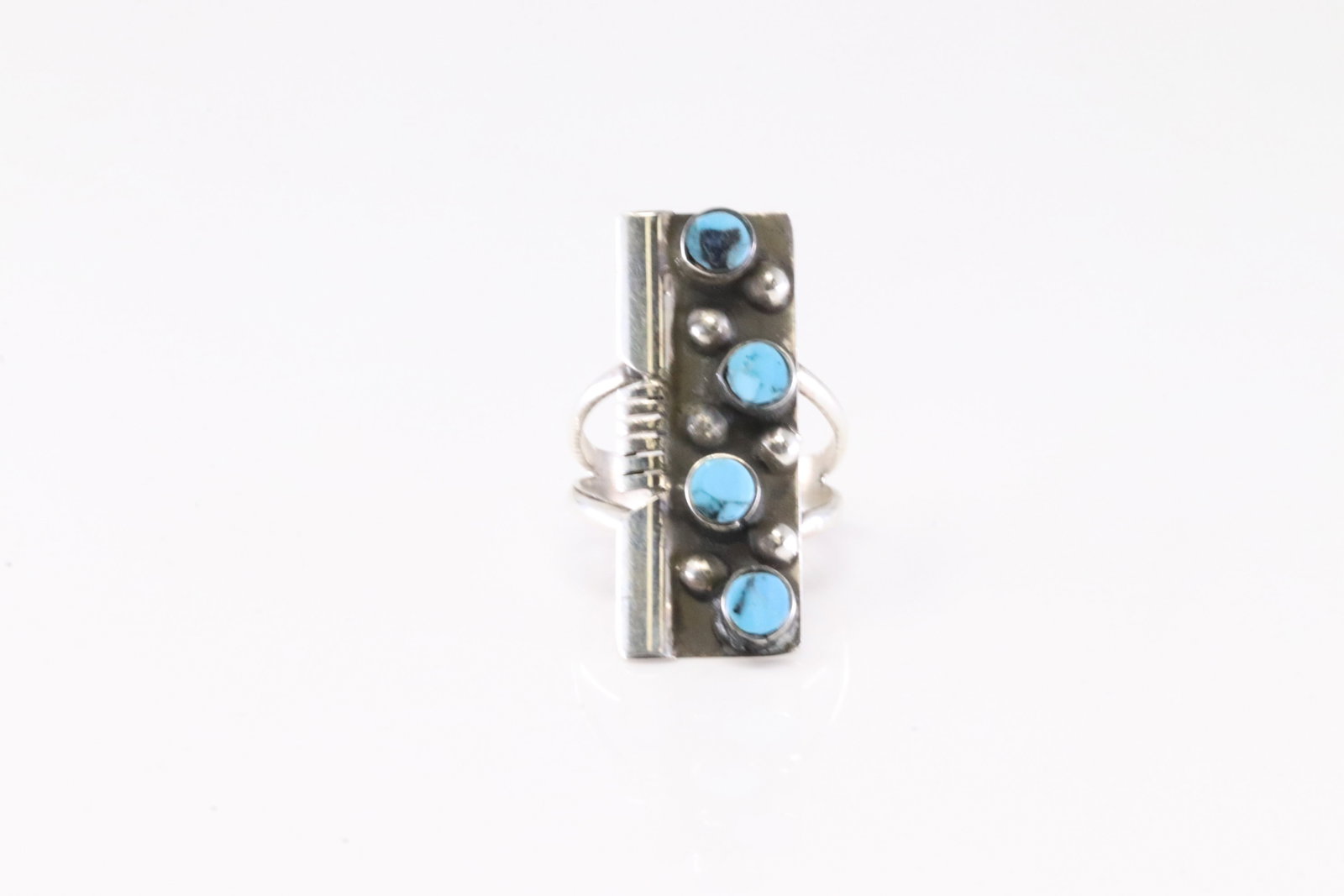 Native America Navajo Stearling Silver Turquoise Ring By S.F.: This is a Native America Navajo Stearling Silver Turquoise Ring By S.F. Ring size: 7.50.