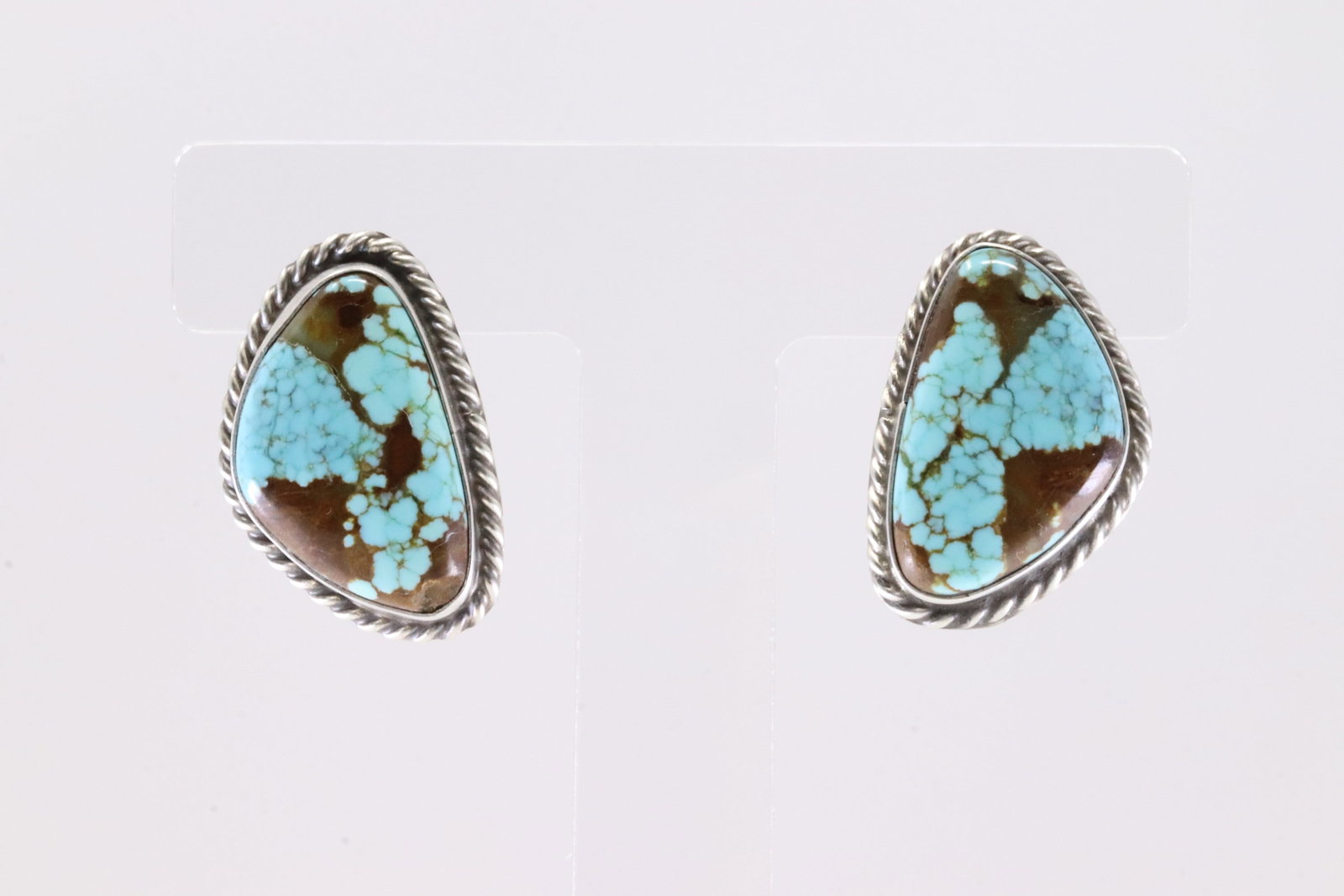 Native America Navajo Sterling Silver Turquoise Post Earring's By C.Belone.: This is a Native America Navajo Sterling Silver Turquoise Post Earring's By C.Belone.