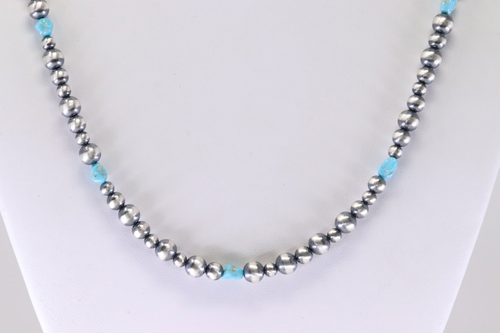 Native America Sterling Silver Pearl Beaded / Turquoise Necklace. (1 of 4)